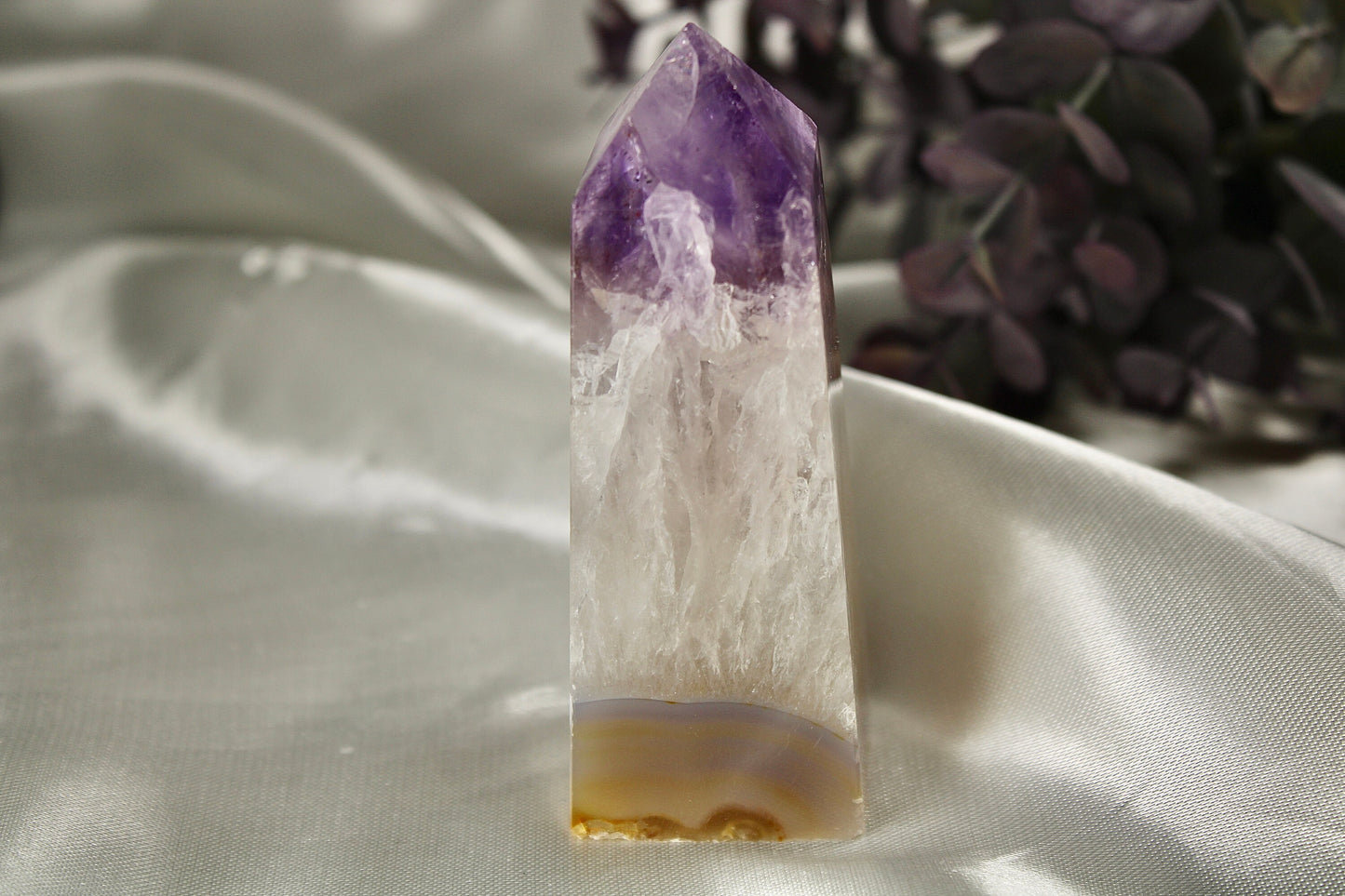 Amethyst x banded agate tower 9cm 147g