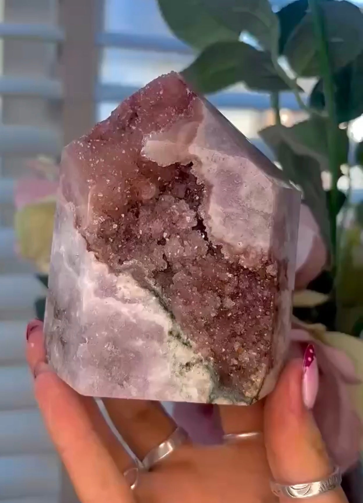 Druzy Pink amethyst tower