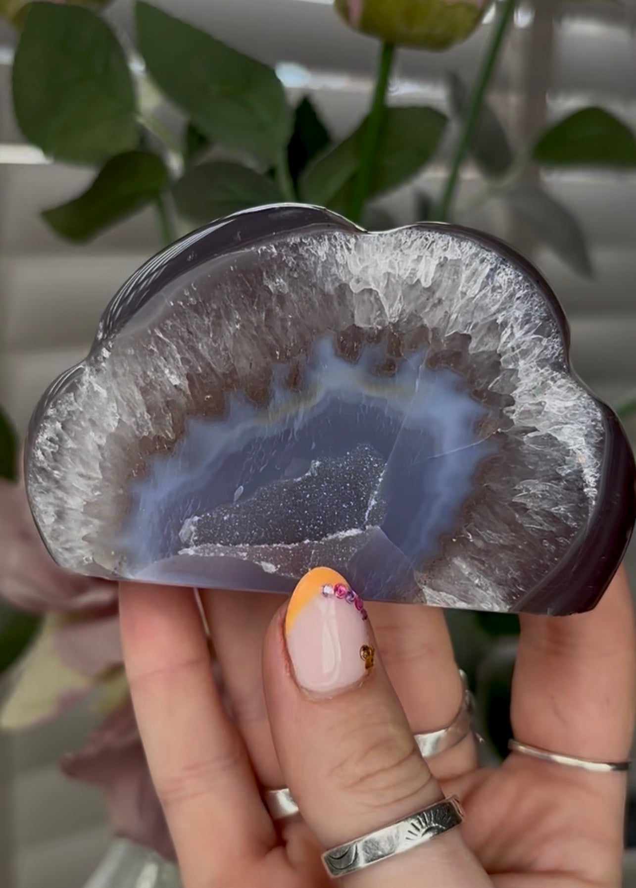 Beautiful, high grade, agate cloud with druzy