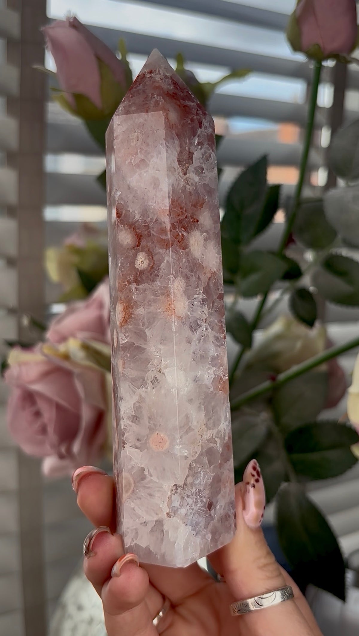 High grade, Amethyst Flower agate tower