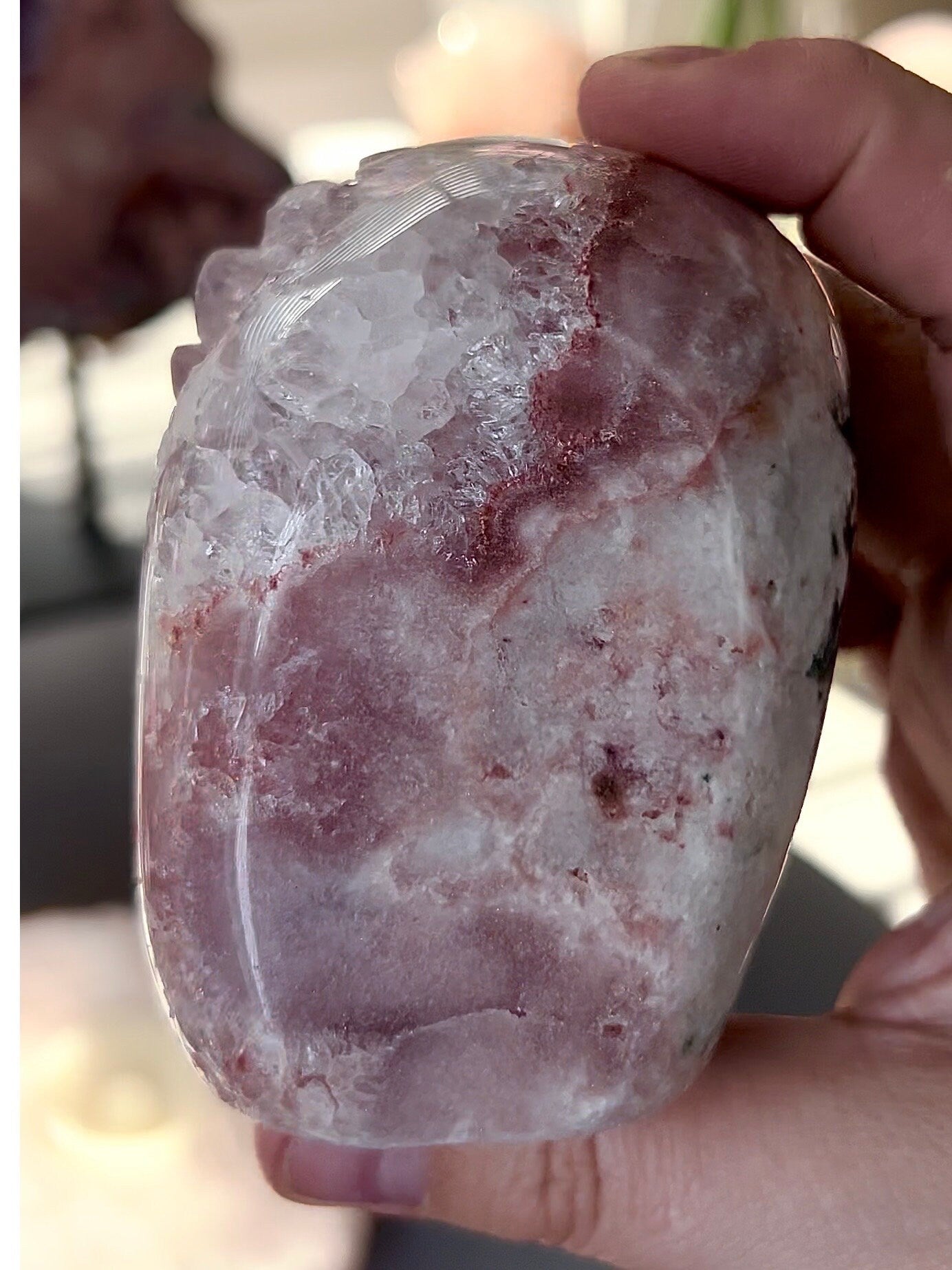 high grade, purple chonky quartz, pink amethyst Freeform