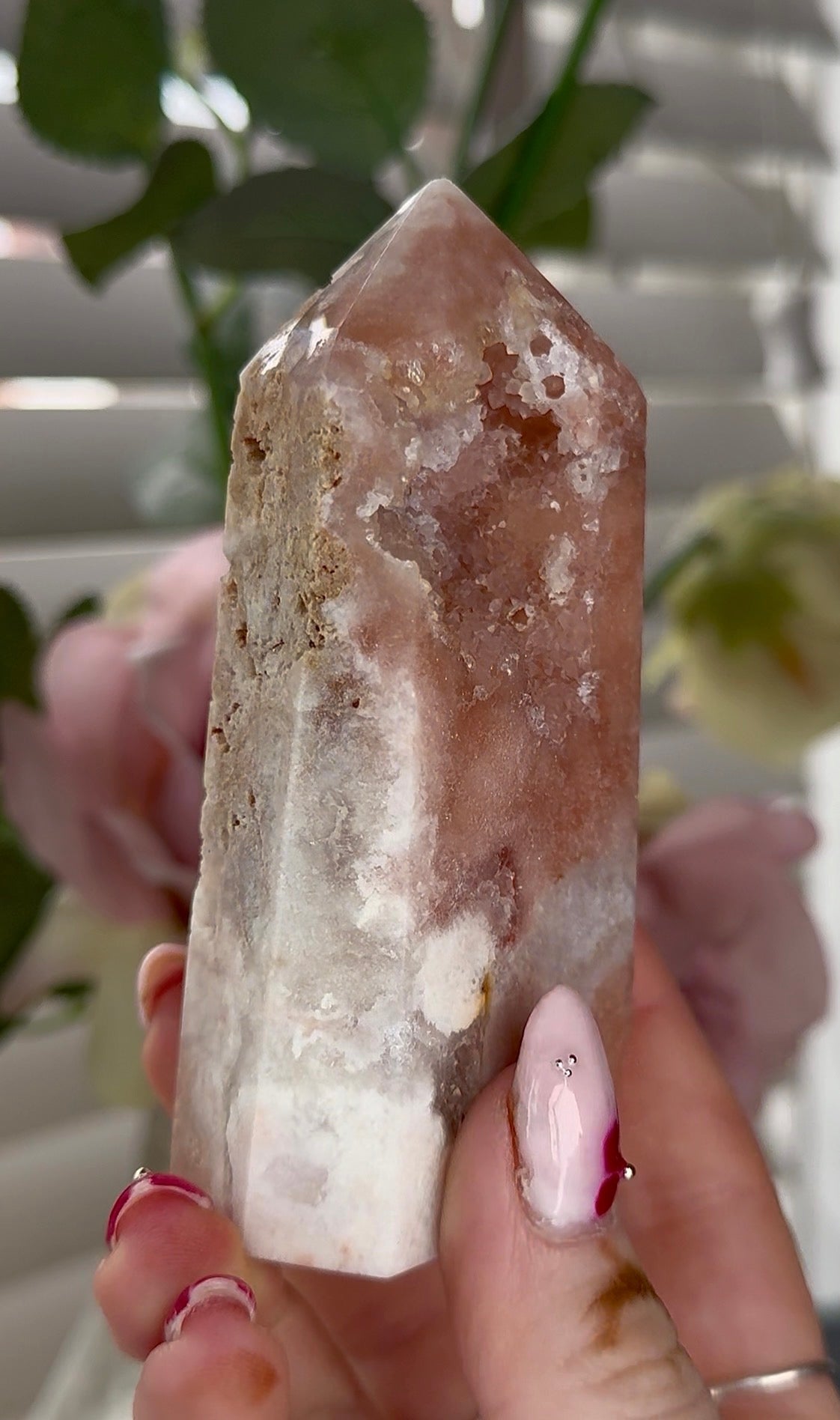 Pink amethyst tower 10cm(h) 5cm(w)
