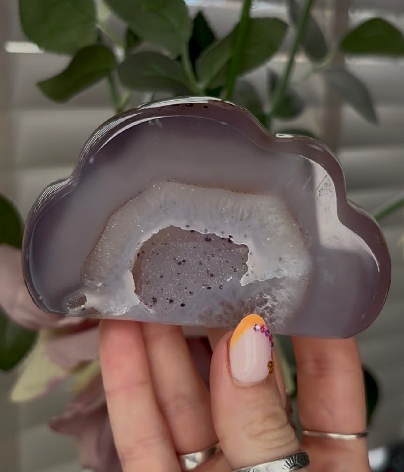 Beautiful, high grade, agate cloud with druzy