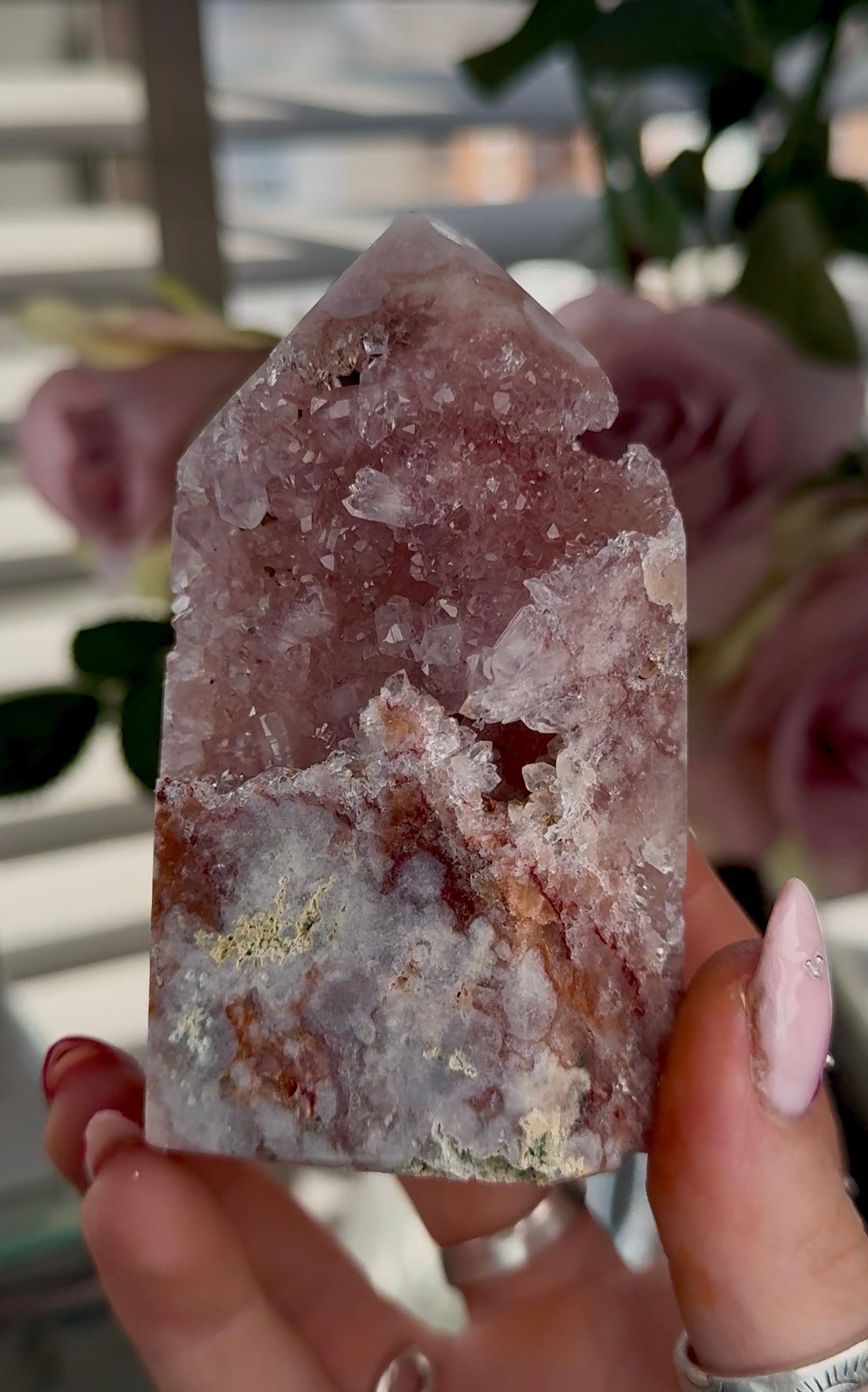 High quality Pink amethyst tower