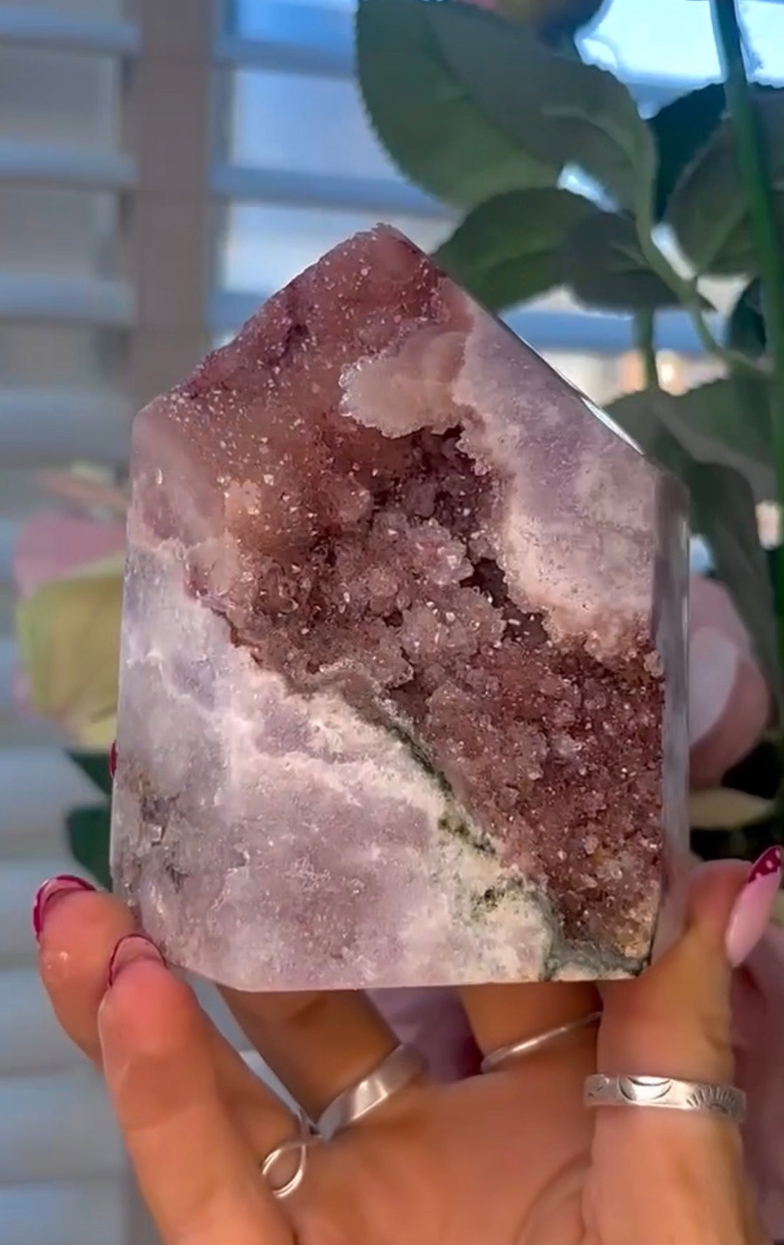 Druzy Pink amethyst tower
