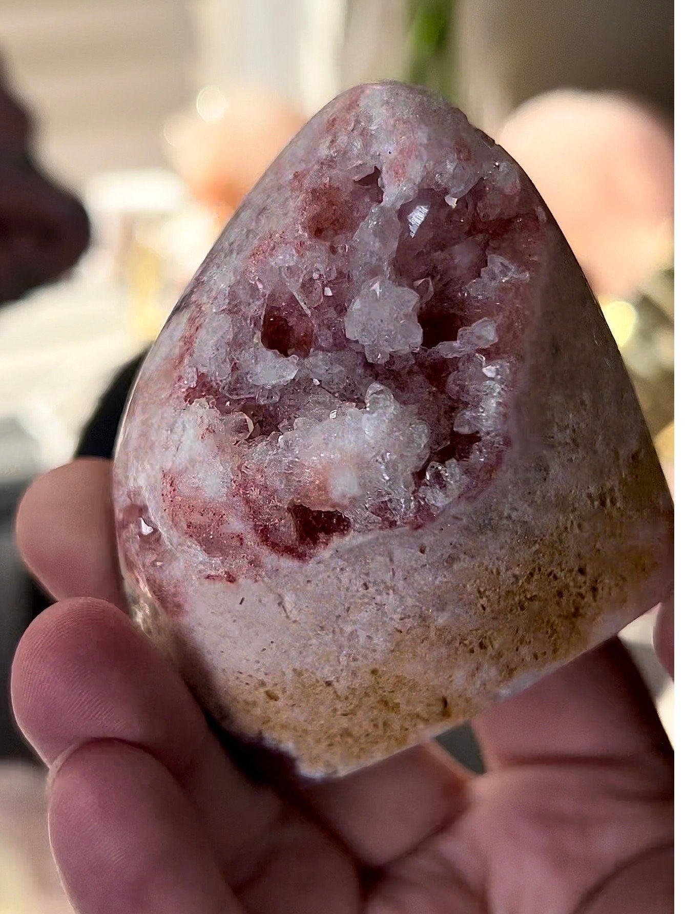 high grade, pink amethyst Freeform with green jasper