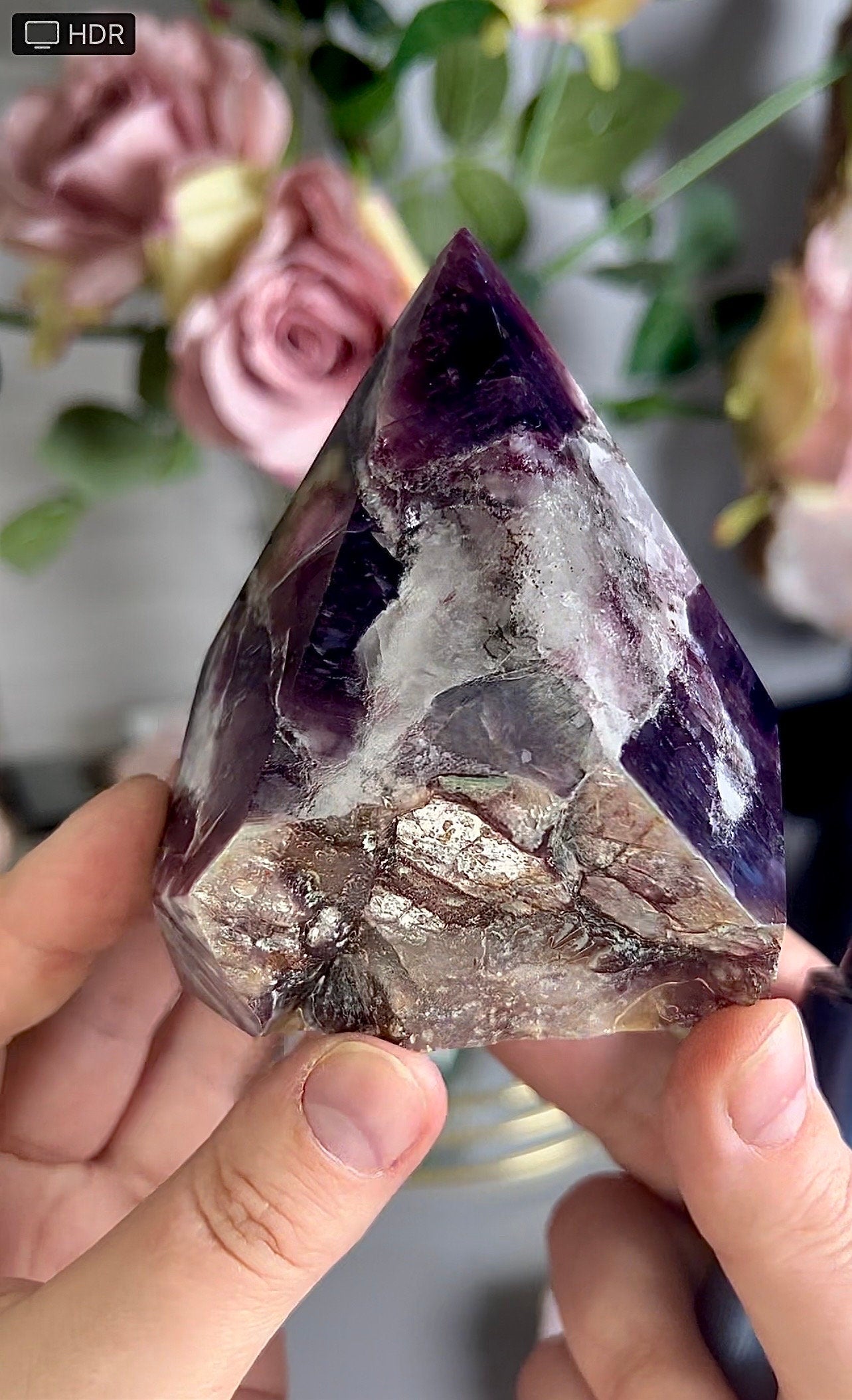 Gemmy lepidolite point