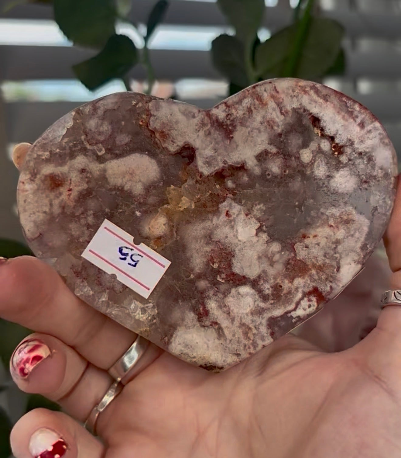 pink amethyst heart - comes with stand (10cm)