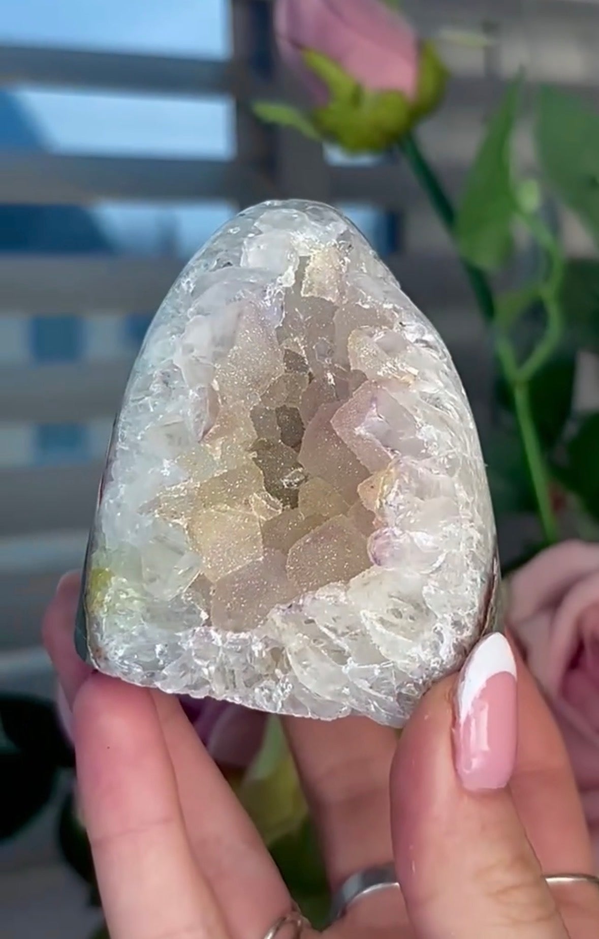 Hugh quality, light Lemon, sugar, Rainbow amethyst cutbase