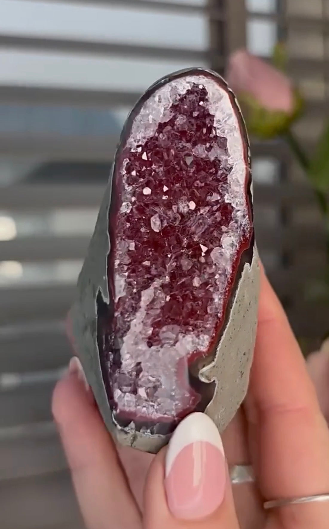 High quality, red rainbow amethyst cutbase