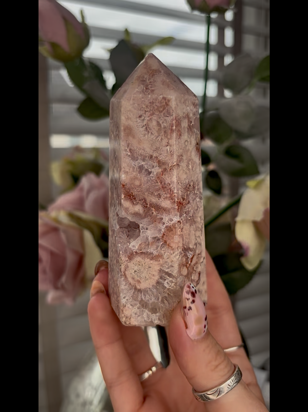 Incredible, High grade, pink amethyst, tower in deep pink tones and purple quartz, druzy & flower formations