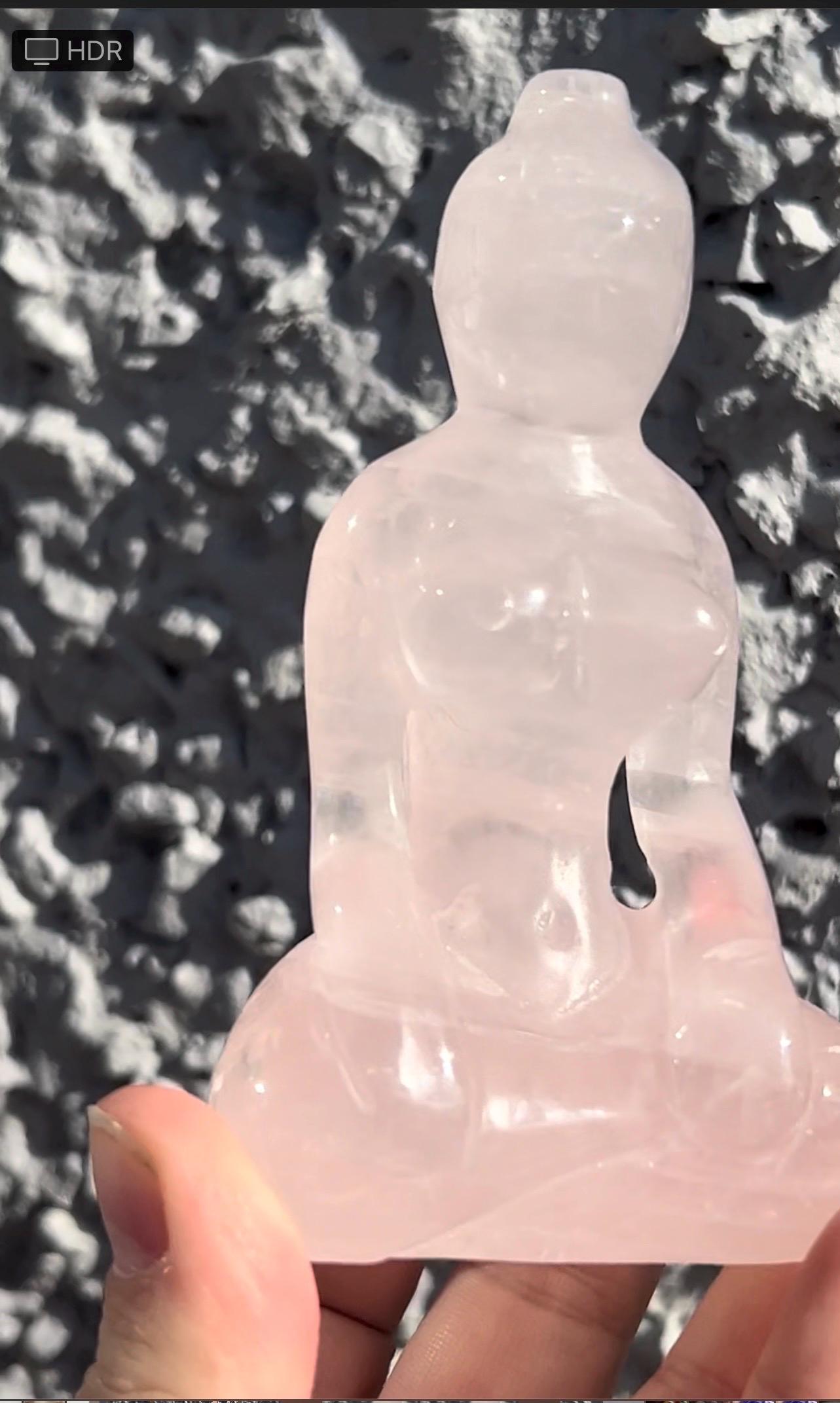 High grade, rose quartz, sitting, yoga lady