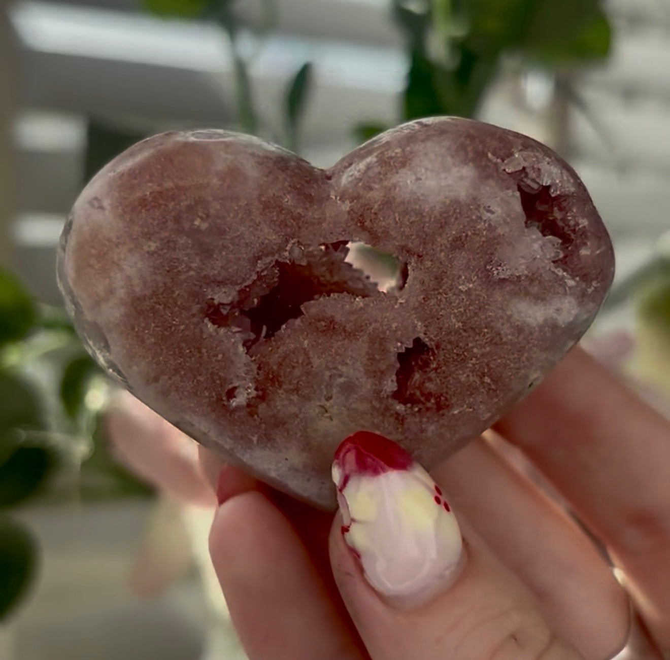 Mini pink amethyst heart - comes with stand