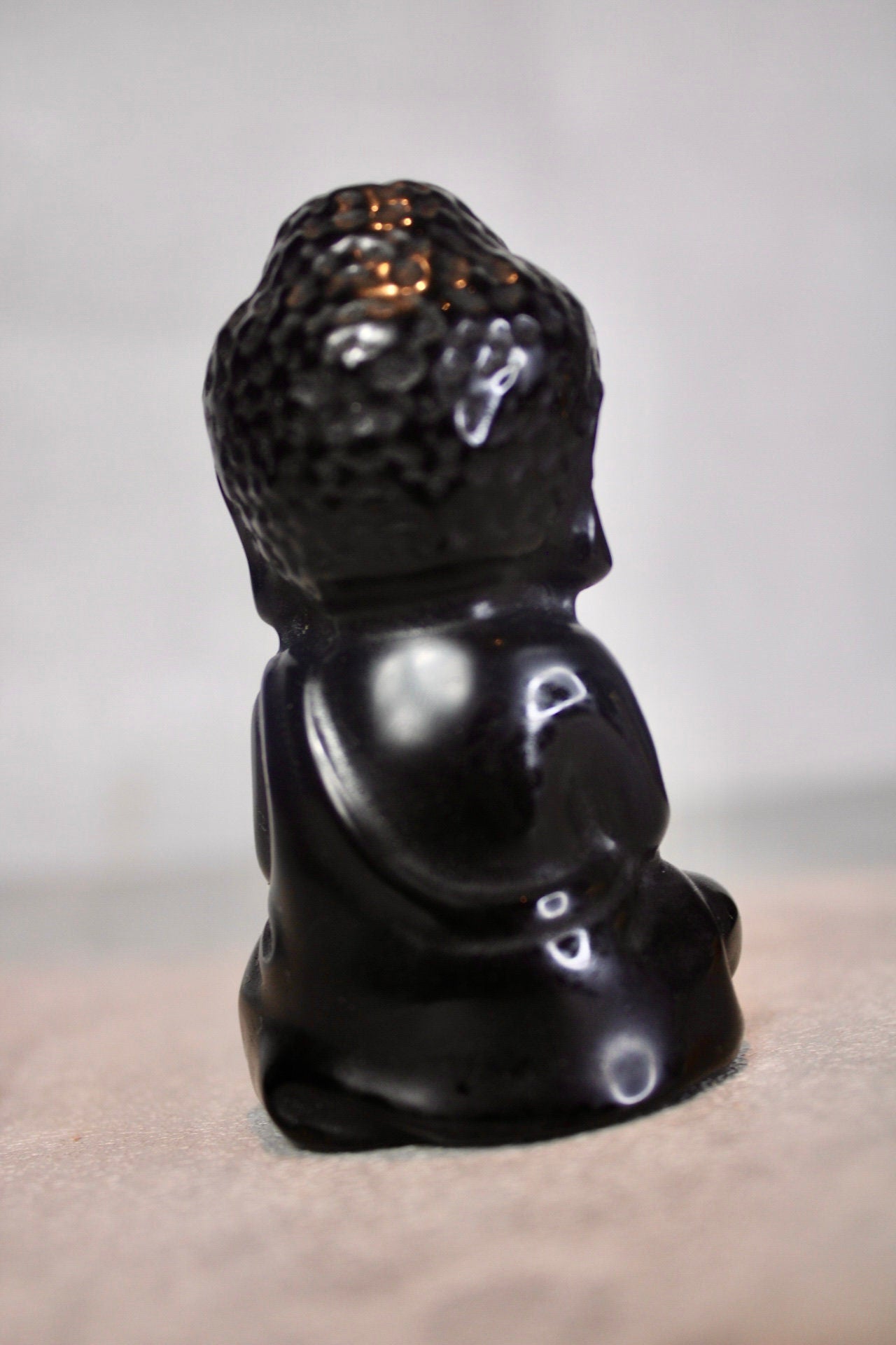 Black obsidian, Buddha carving 8cm(H)