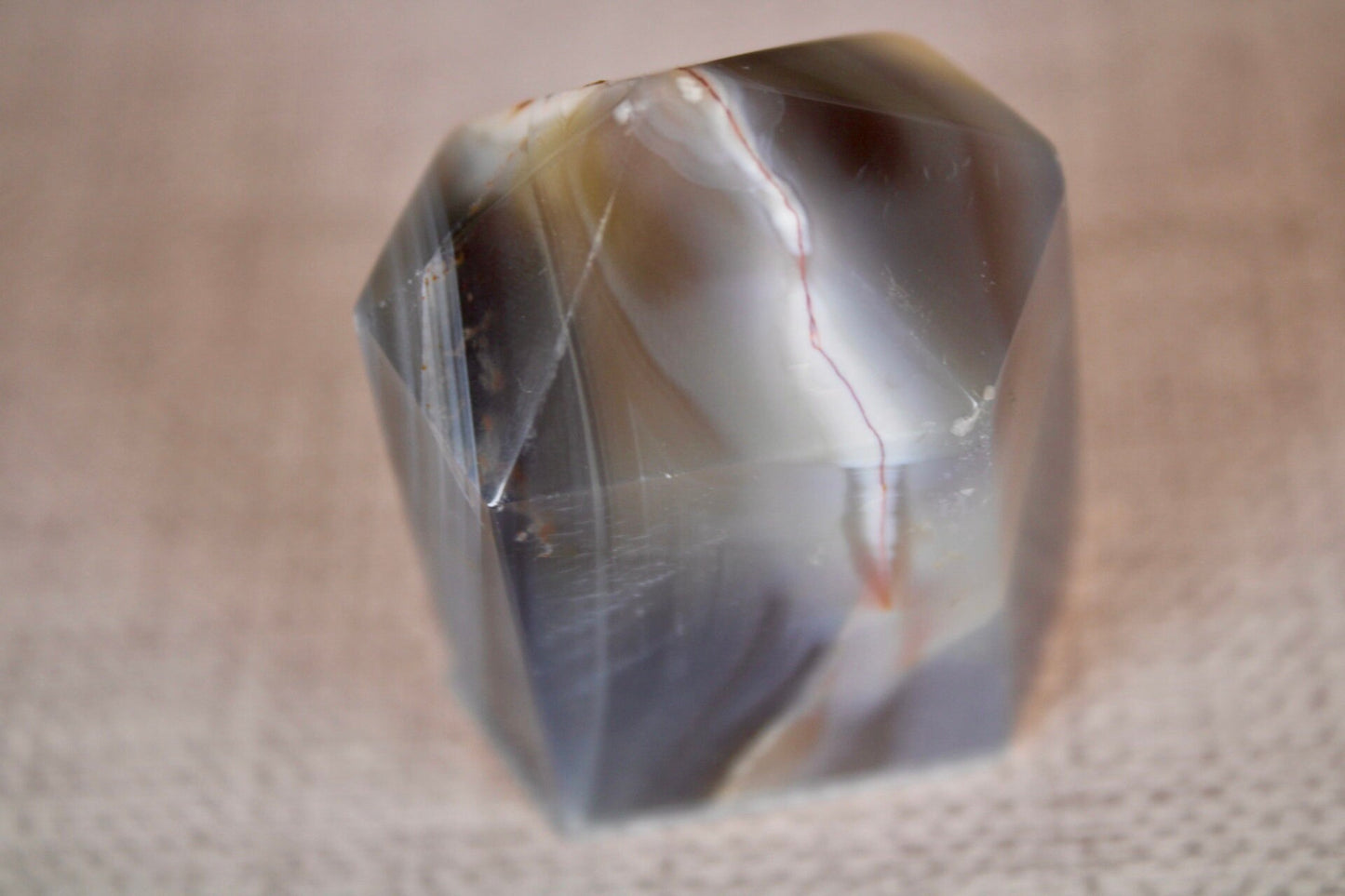 Banded brazilian druzy agate tower