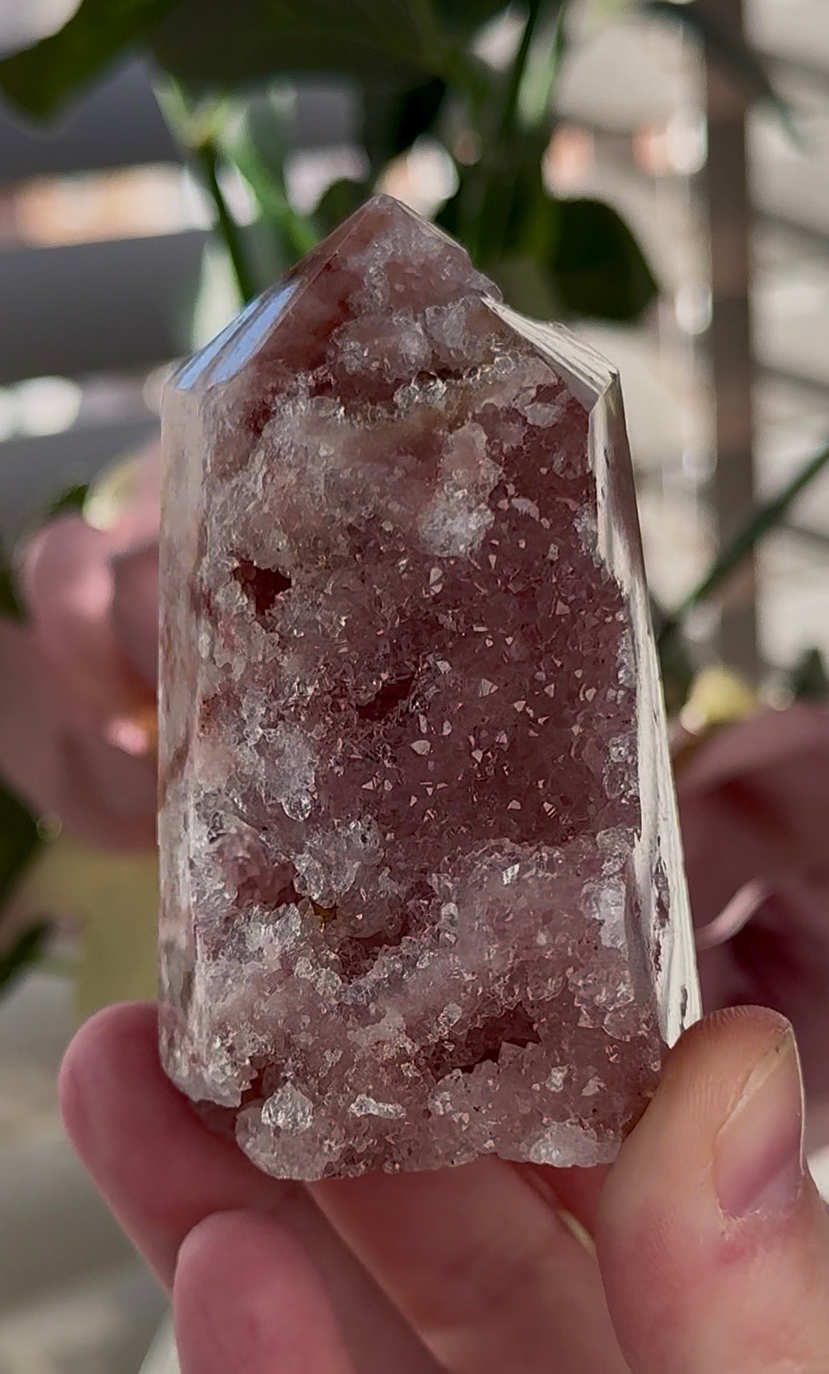 Druzy Pink amethyst tower