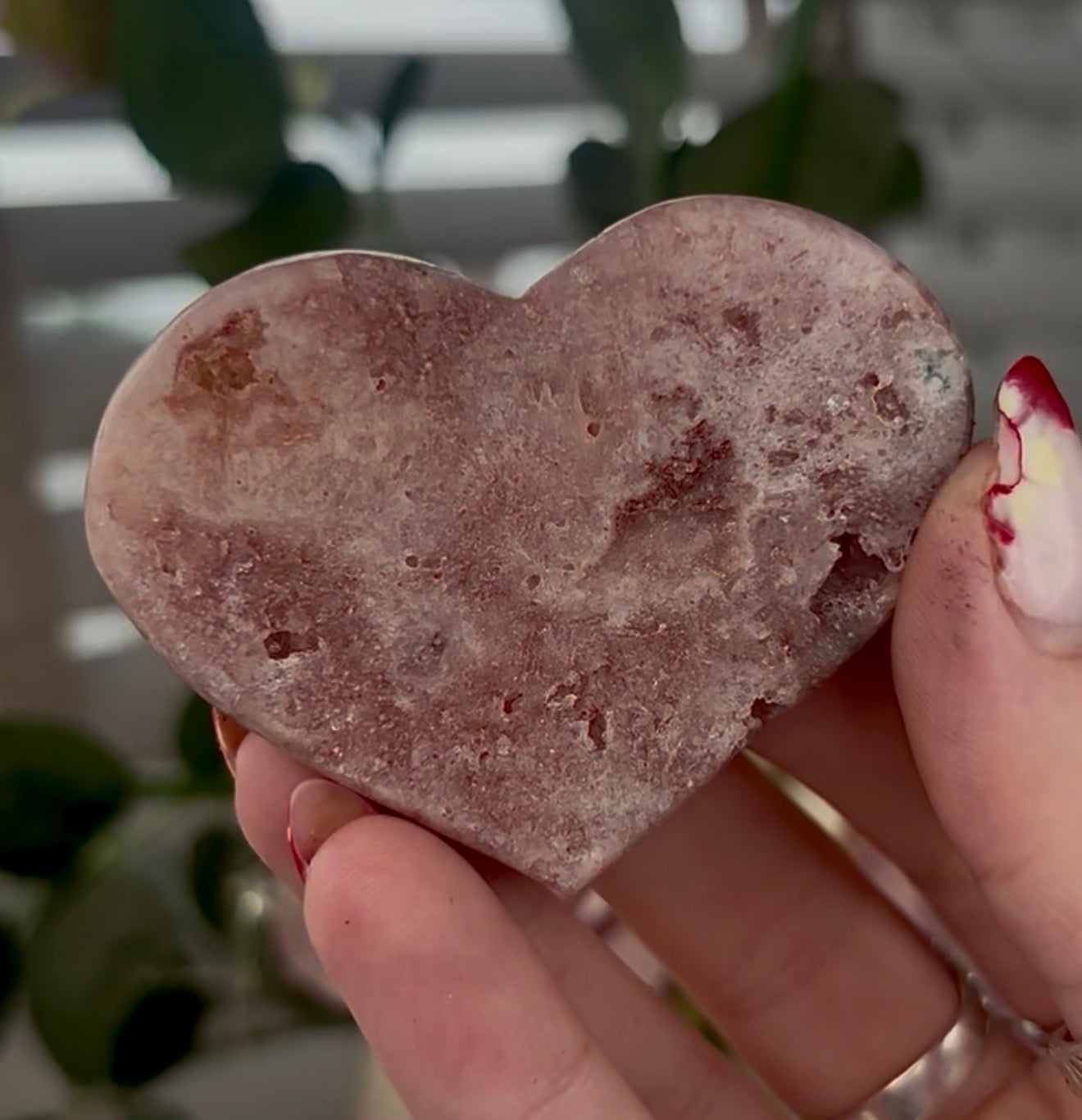 Mini pink amethyst heart - comes with stand