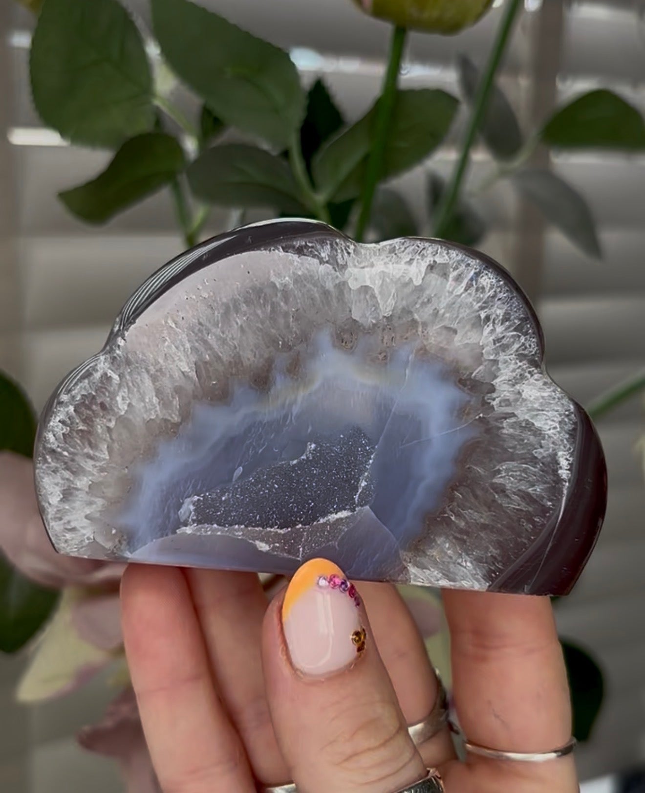 Beautiful, high grade, agate cloud with druzy