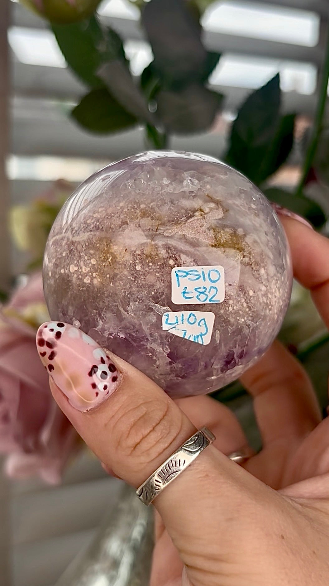 Amethyst Flower agate sphere 410g