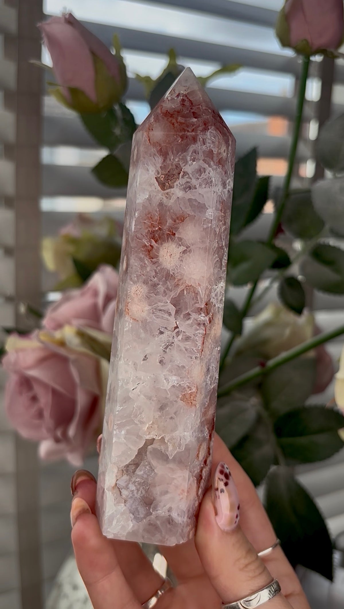 High grade, Amethyst Flower agate tower