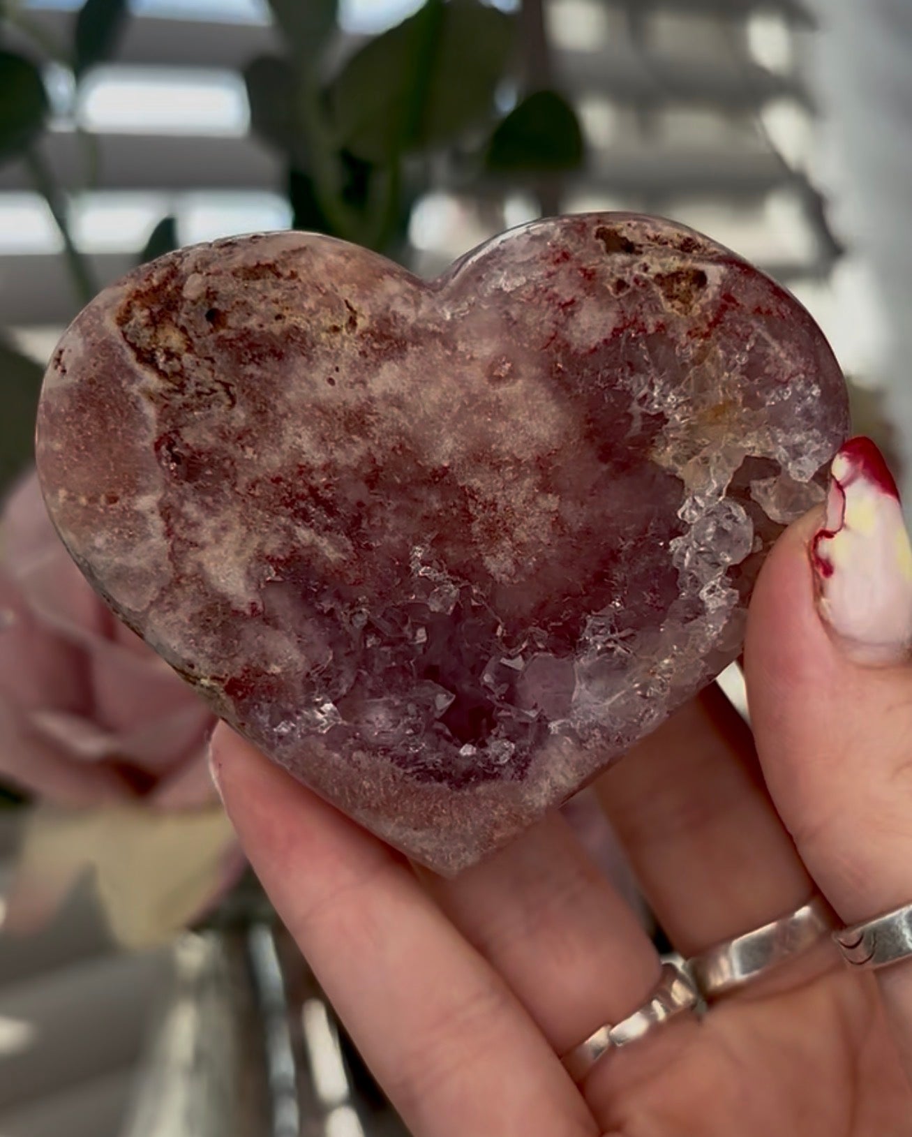 pink amethyst heart - comes with stand7.5cm
