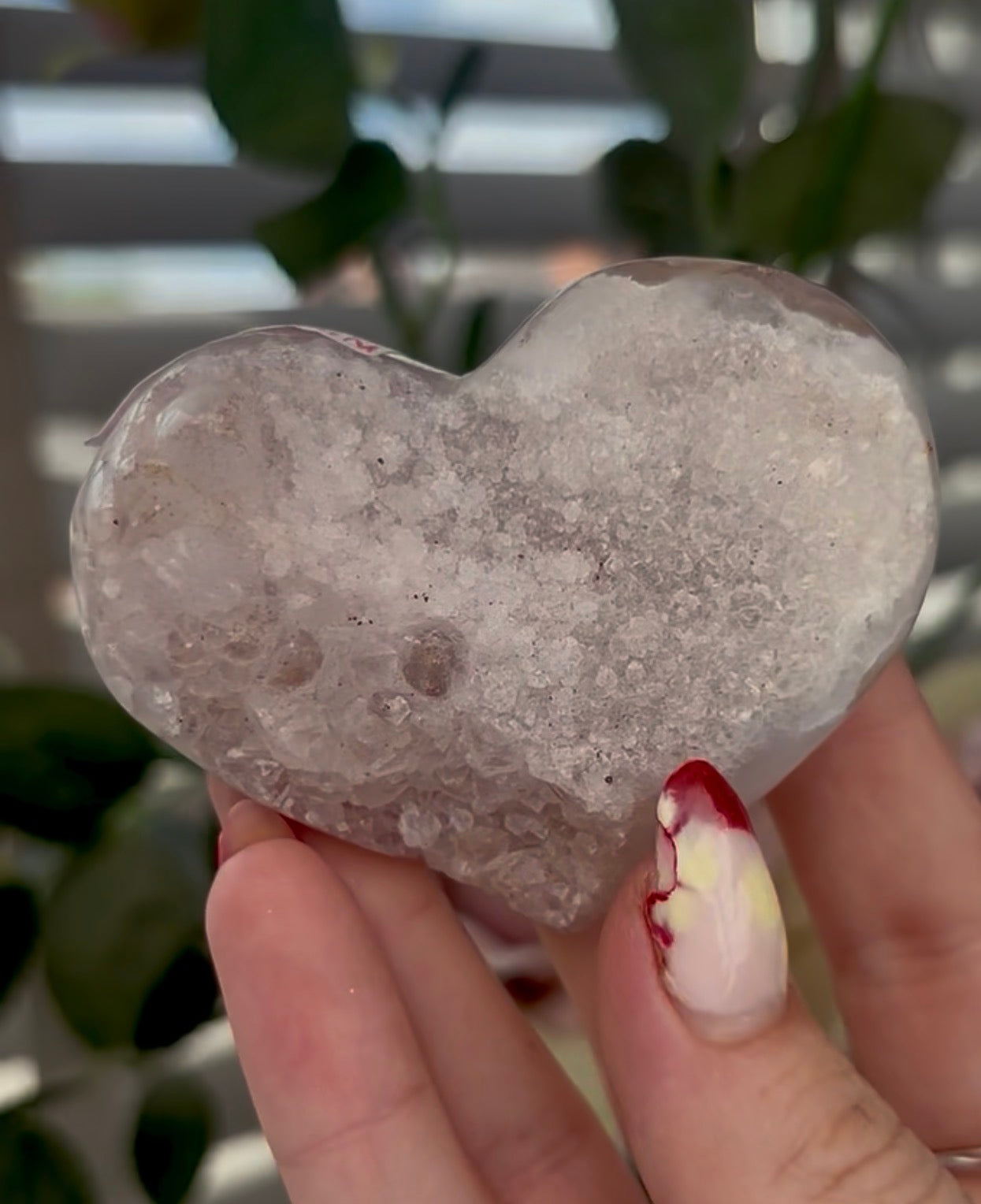 Light toned, pink amethyst heart - comes with stand (7cm)