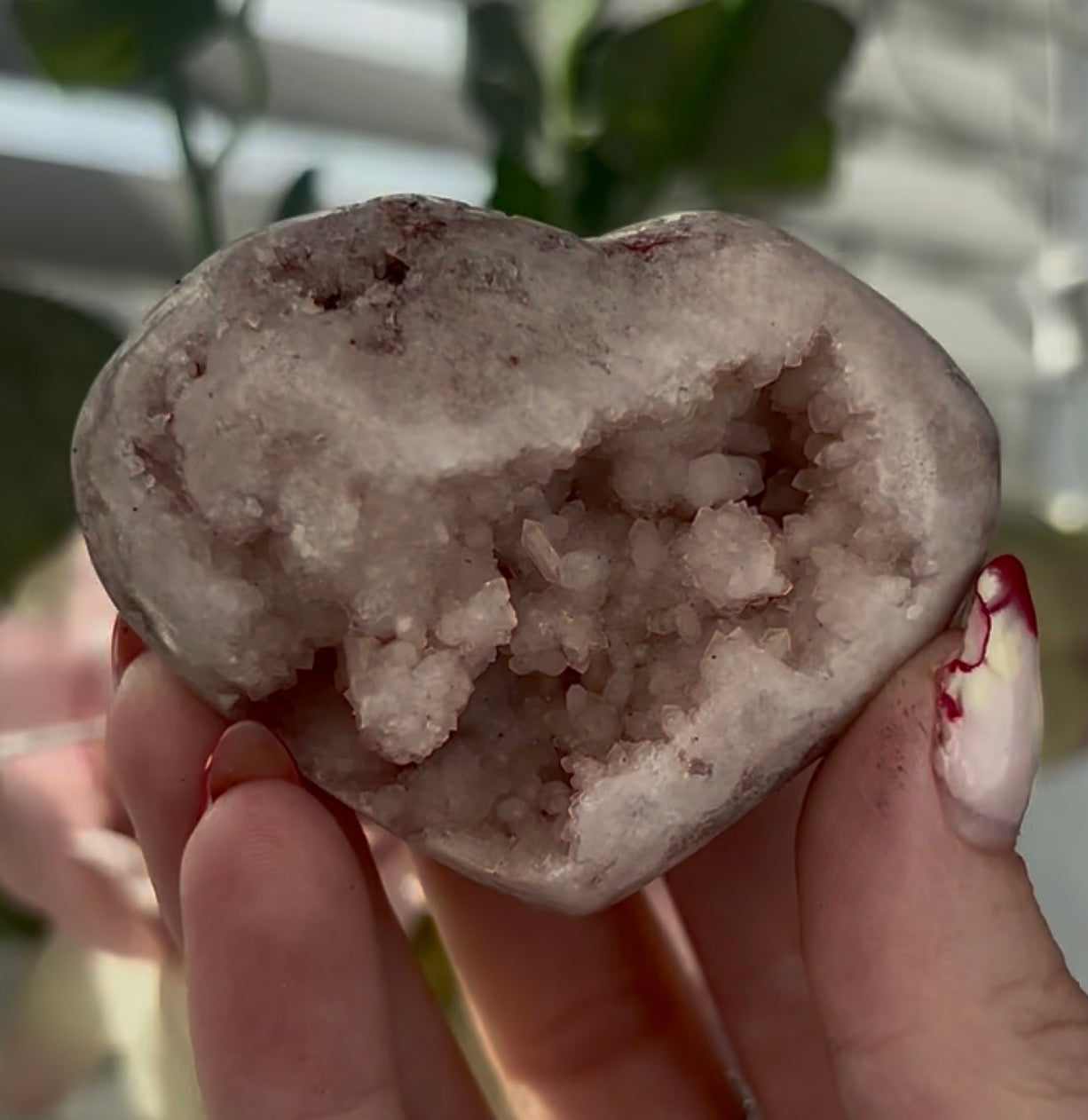 Mini pink amethyst heart - comes with stand