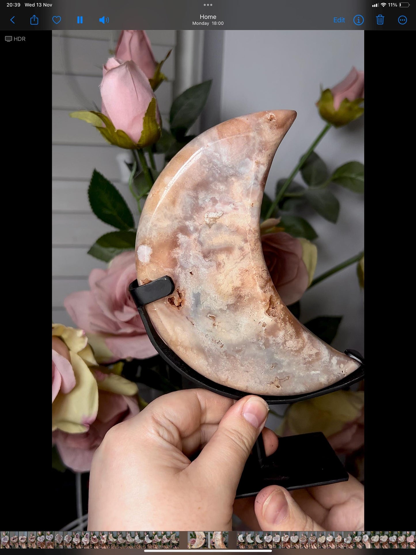 High grade, pink amethyst moon in beautiful pastel tones