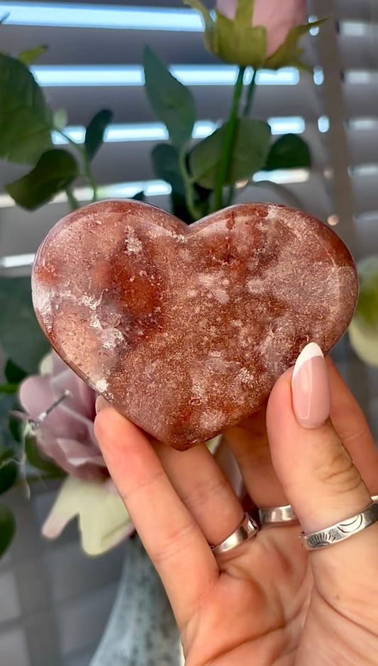Gorgeous, pink amethyst heart- comes with stand