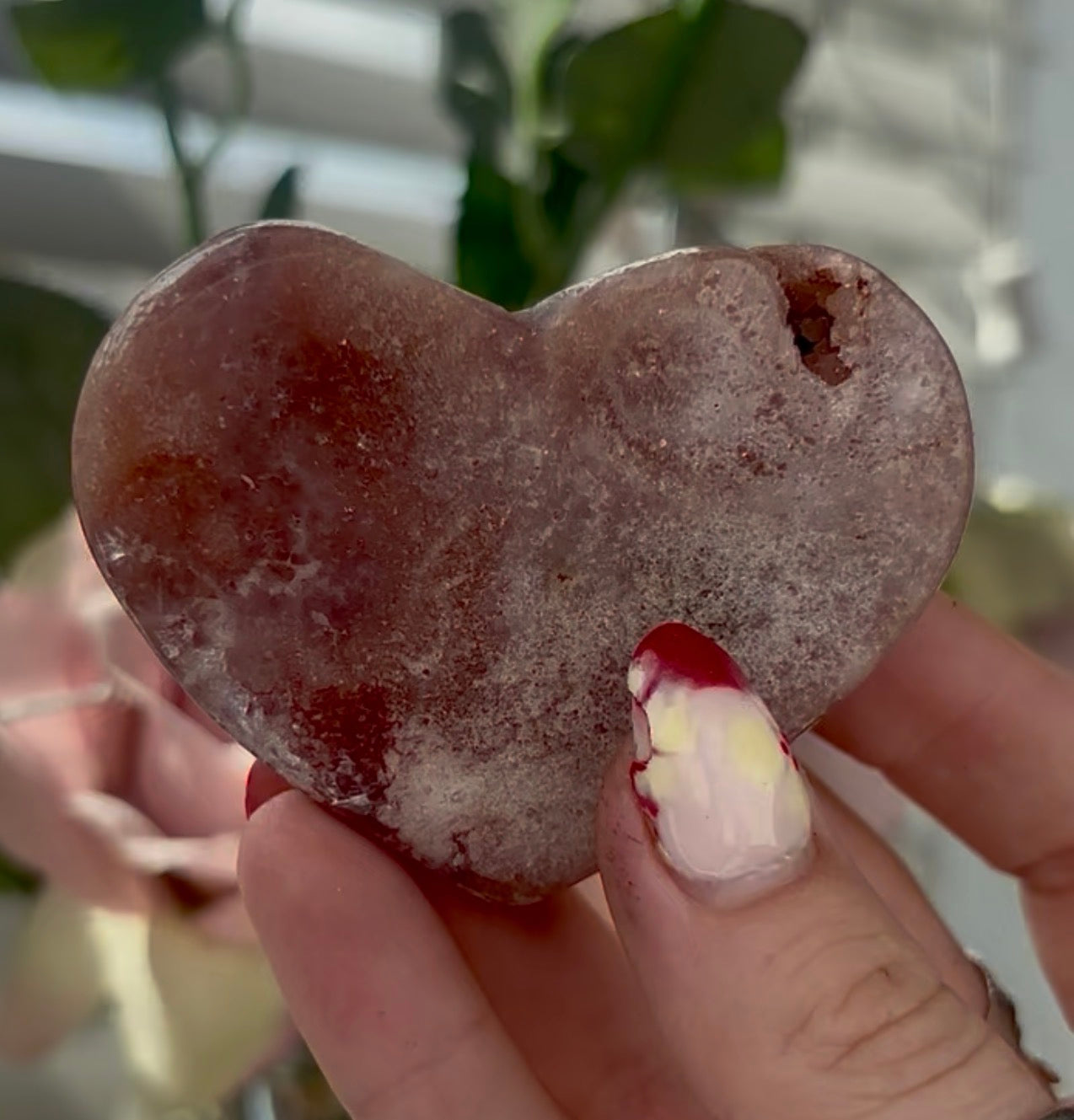 Mini pink amethyst heart - comes with stand