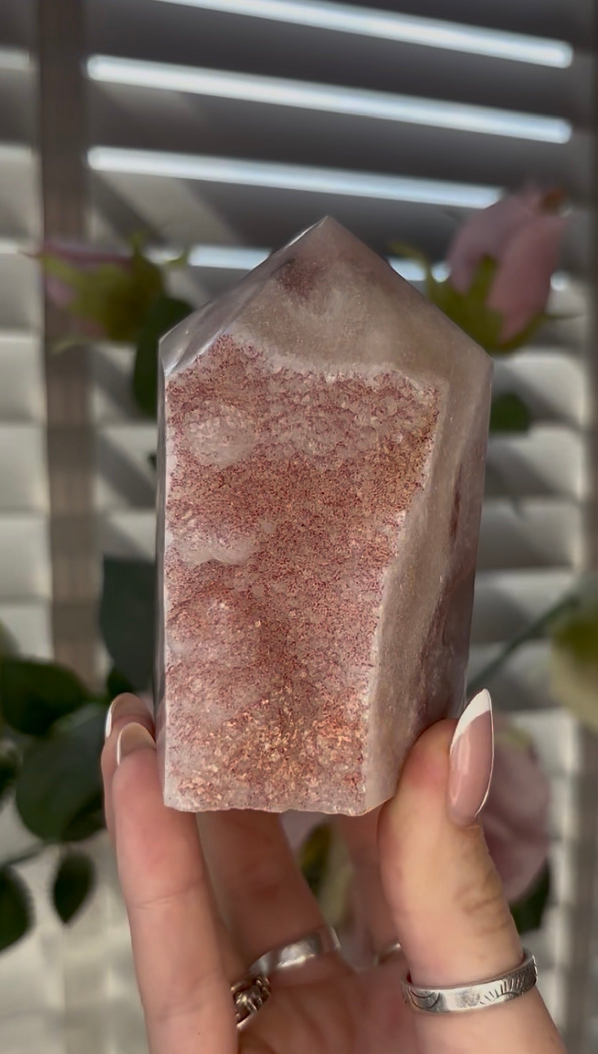 Beautiful, Pink amethyst tower 9cm(h) by 8cm(w)