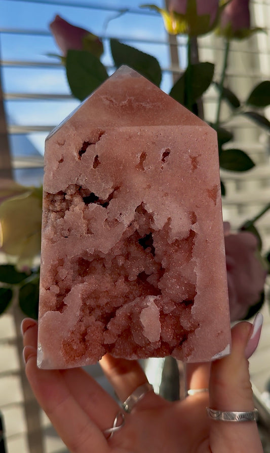 Pink amethyst tower in peachy tones