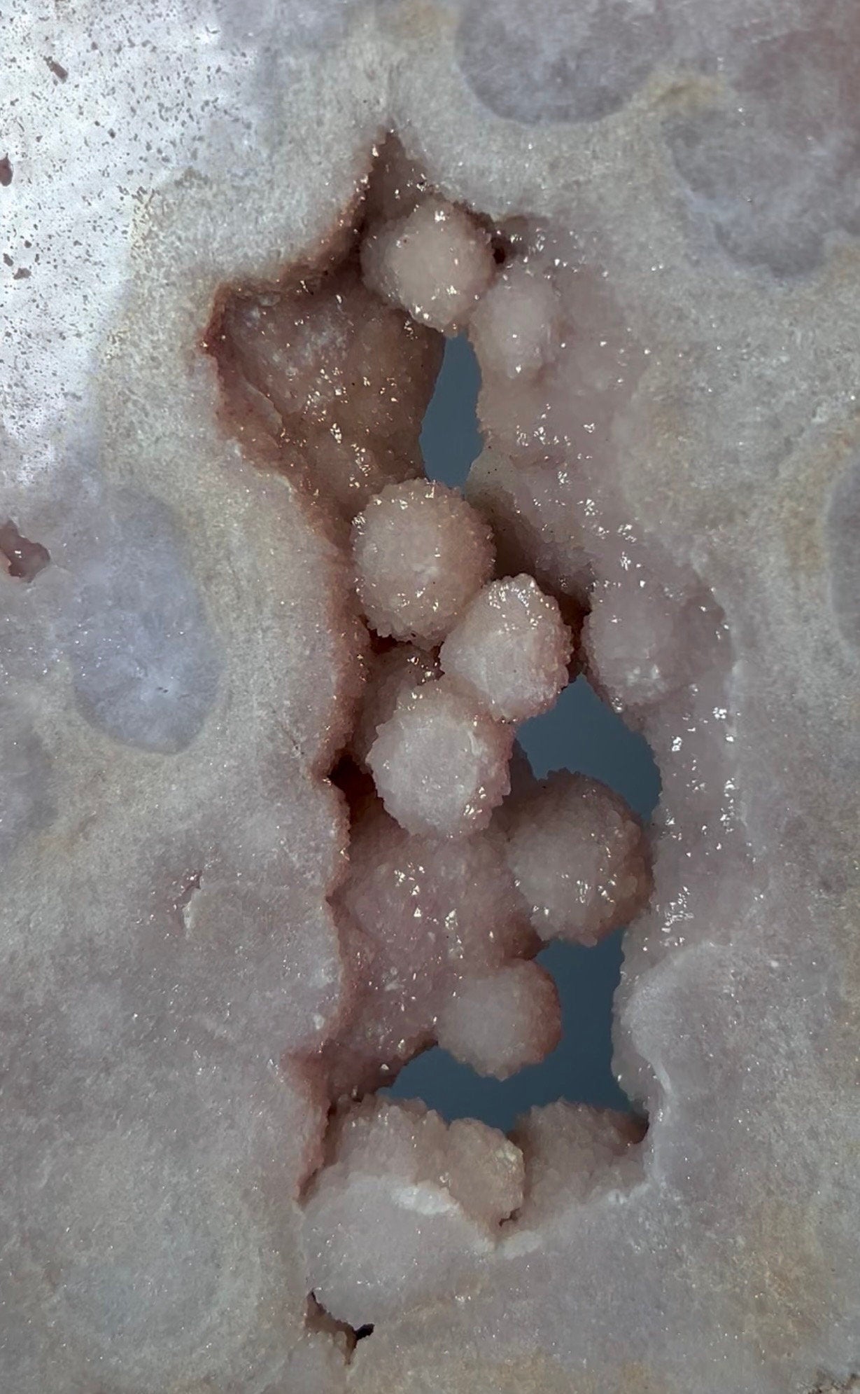 High grade, pink amethyst slab with bubble druzy