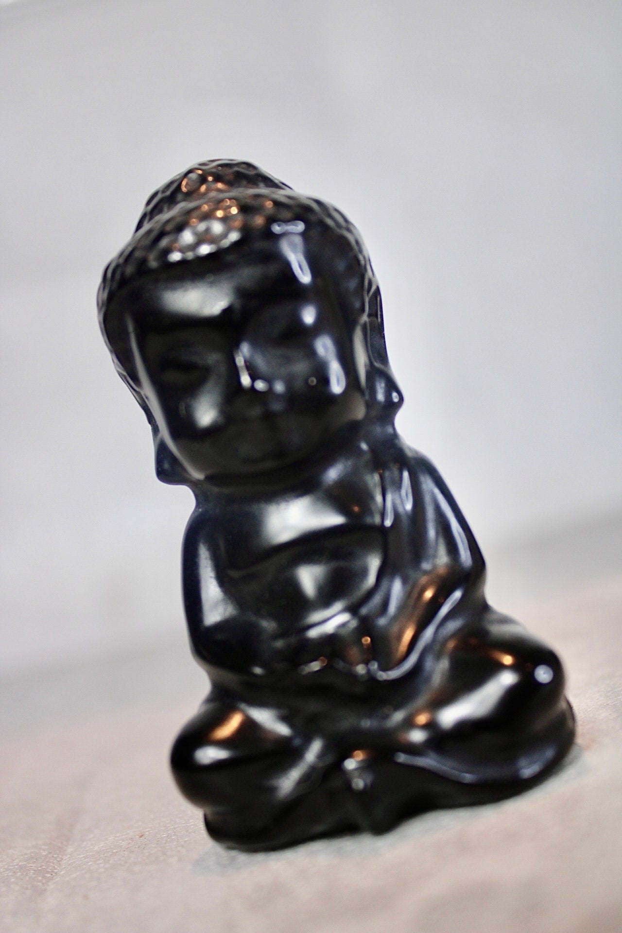 Black obsidian, Buddha carving 8cm(H)