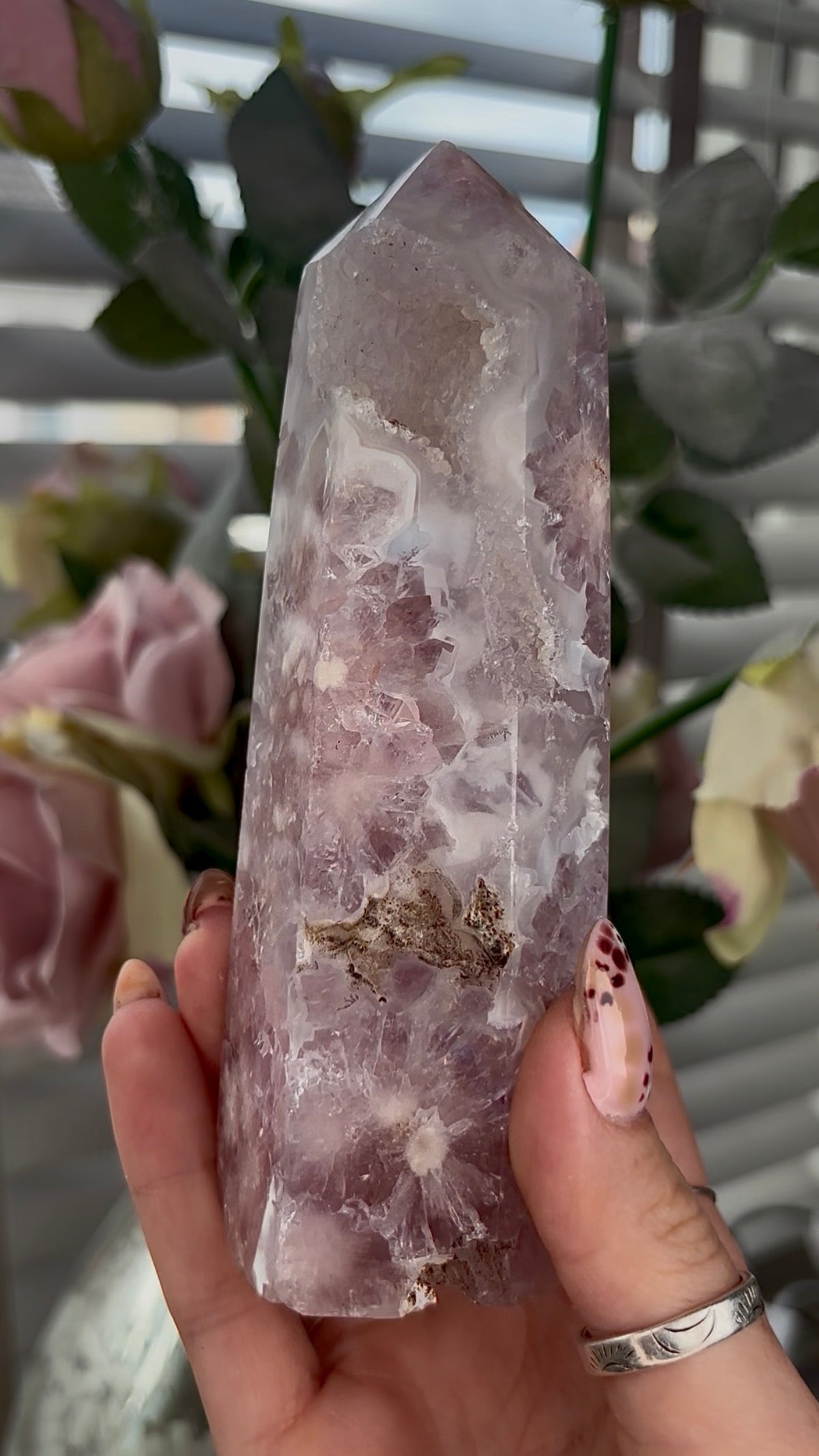 High grade, Amethyst Flower agate tower