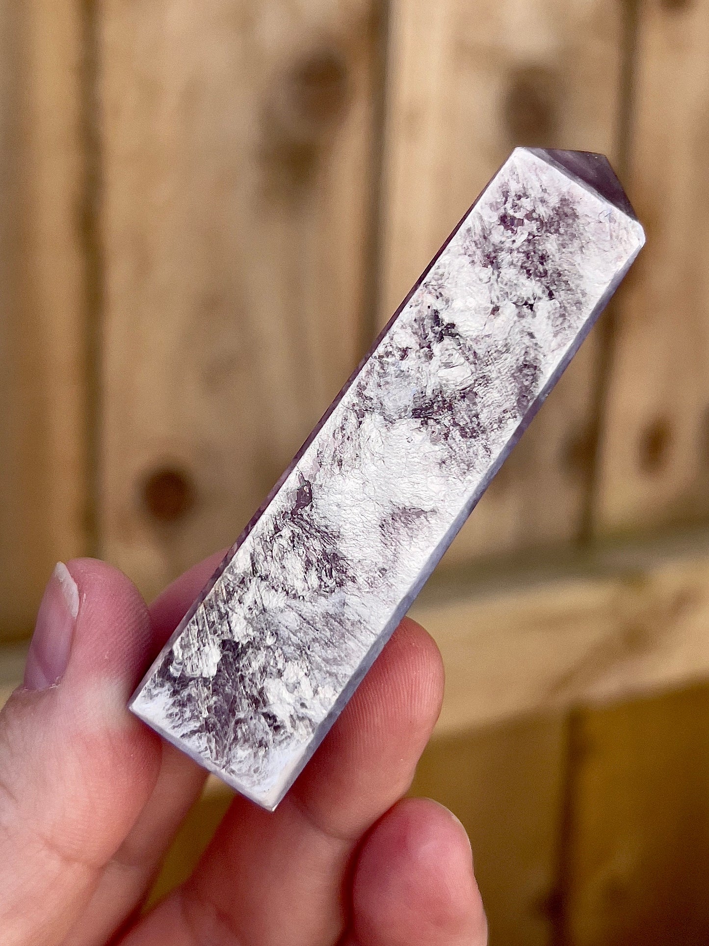 Gemmy lepidolite point