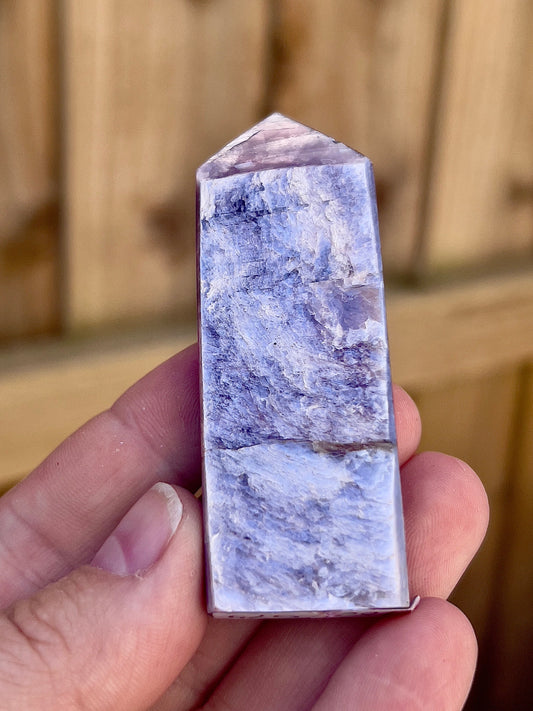 Gemmy lepidolite point