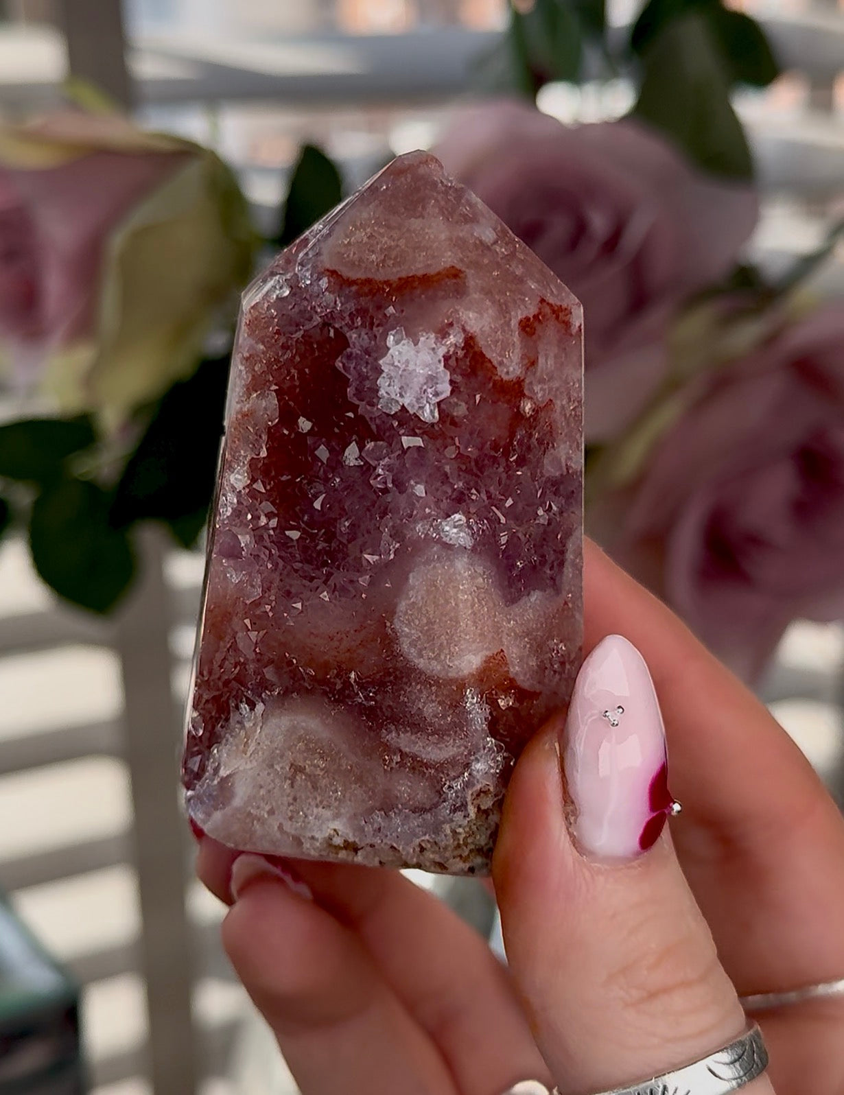 Hq High quality Pink amethyst tower