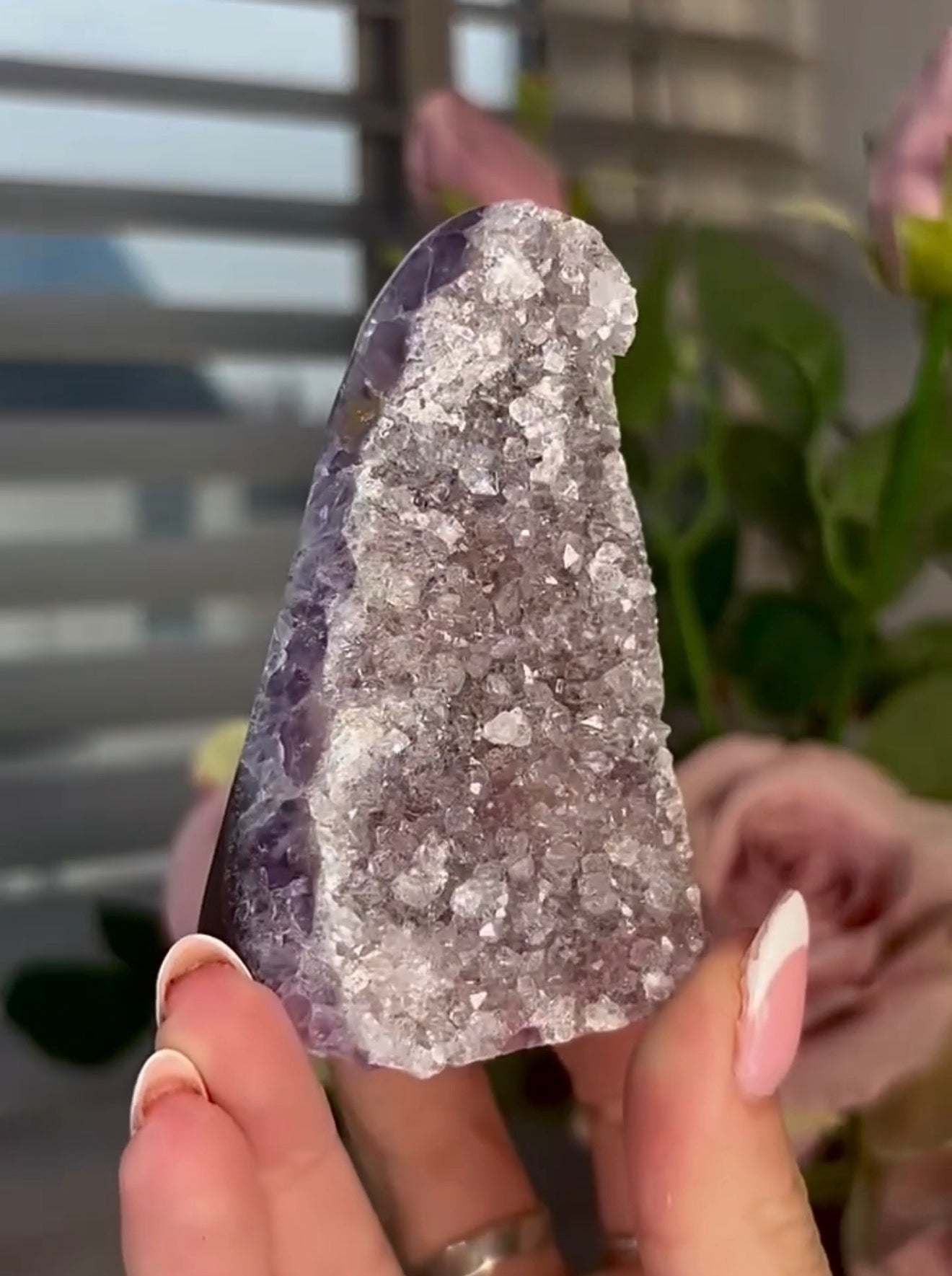 High quality, lilac rainbow amethyst agate cutbase