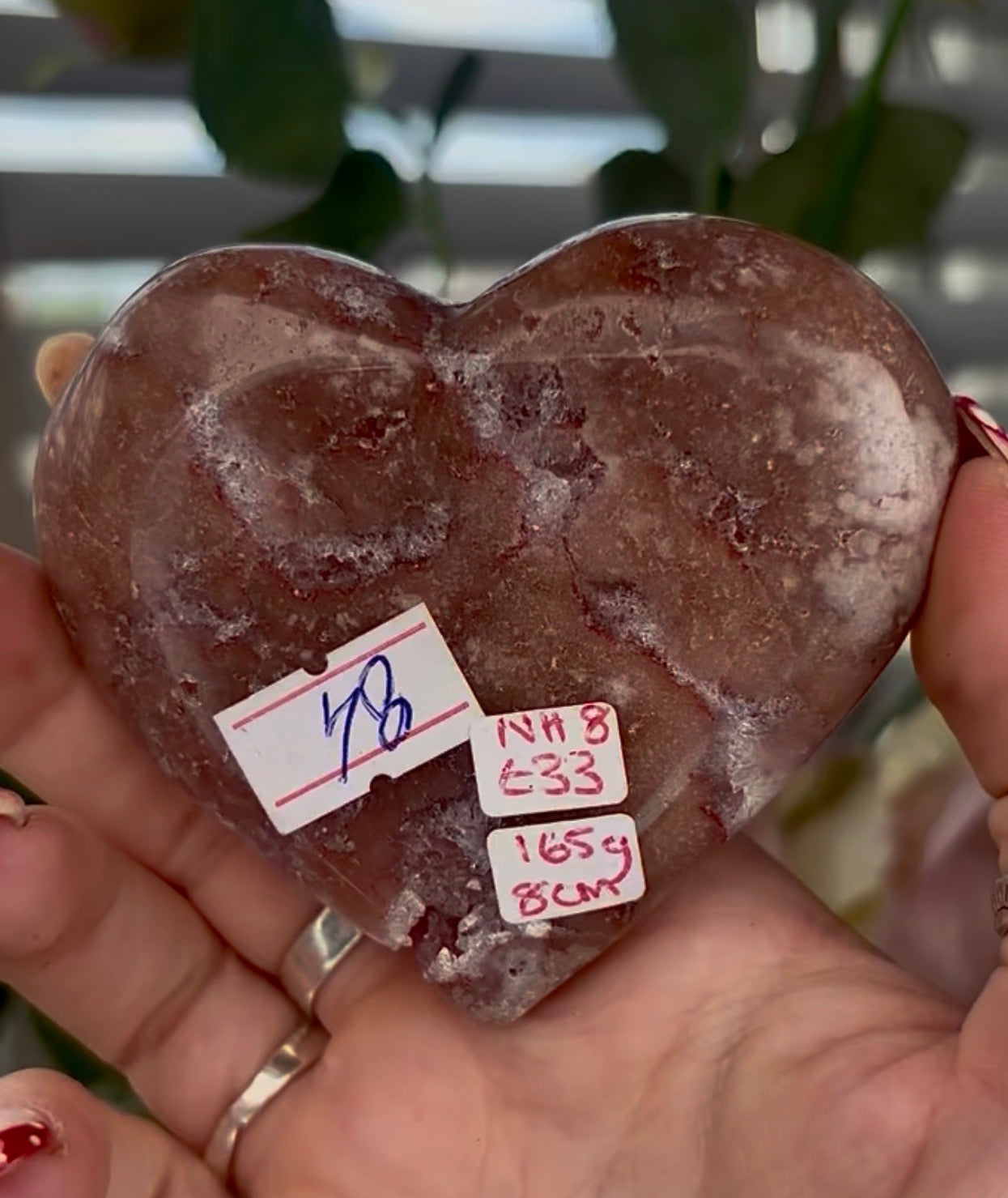 pink amethyst heart - comes with stand (8cm)