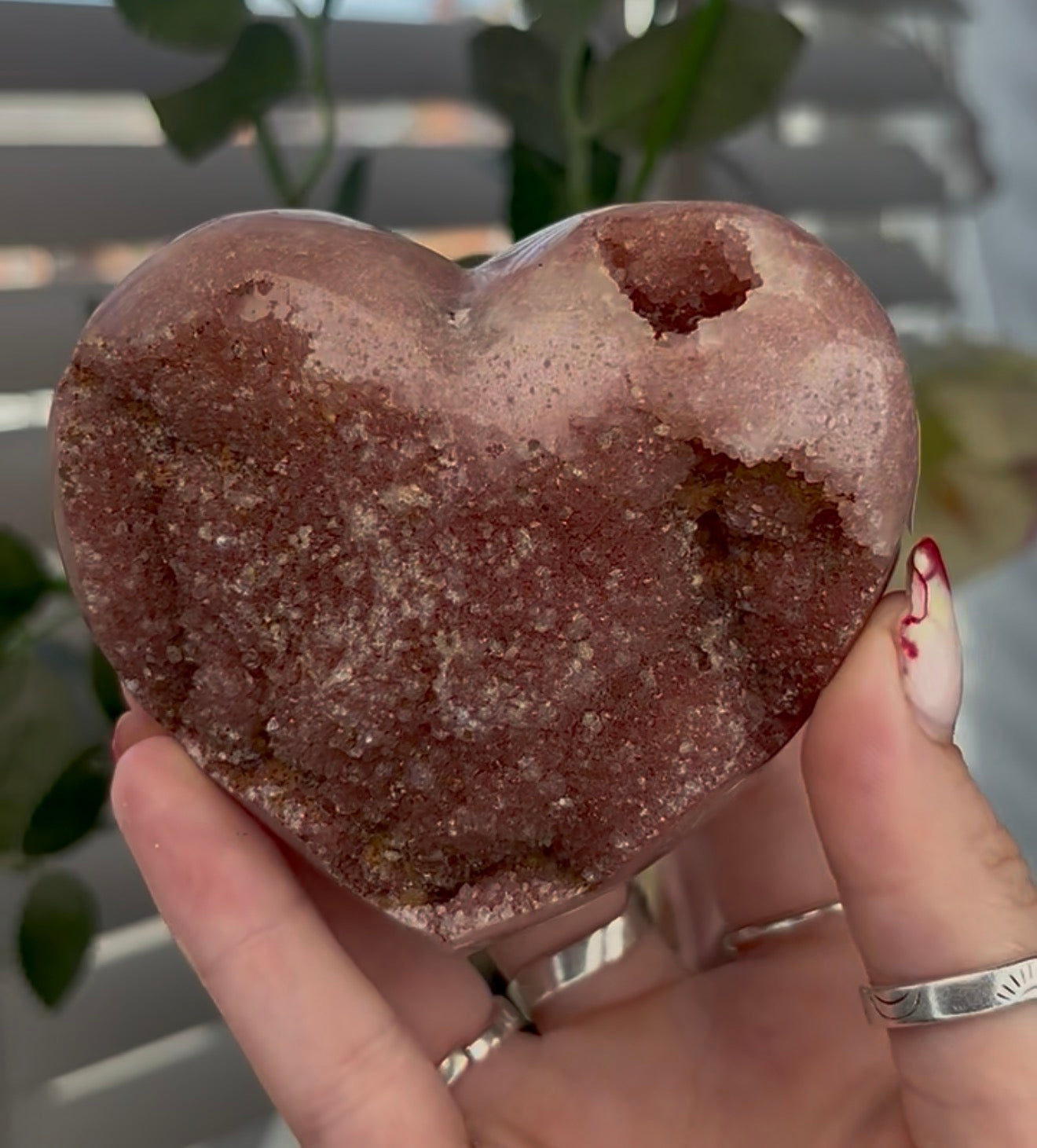 Beautiful druzy pink amethyst heart - comes with stand (8.8cm)