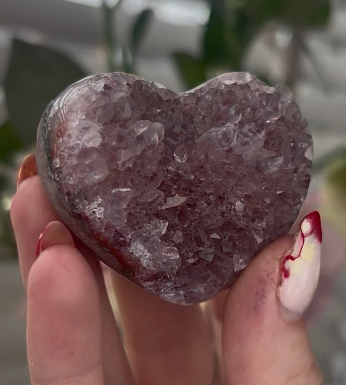 Hq Mini pink amethyst heart - comes with stand