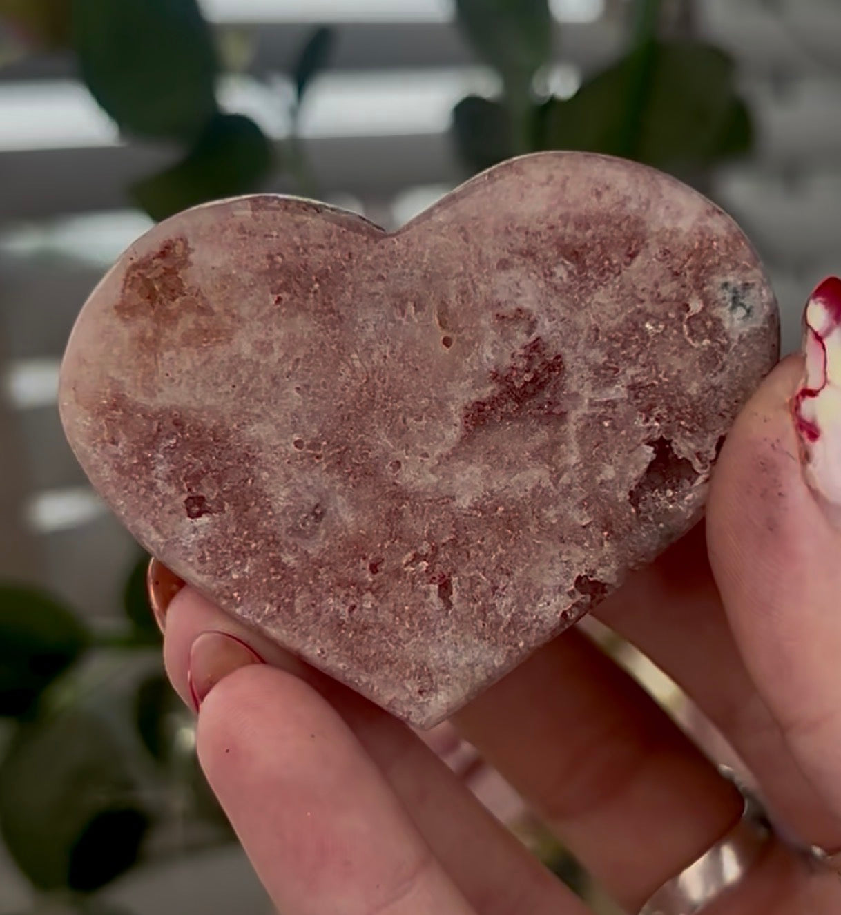 Mini pink amethyst heart - comes with stand