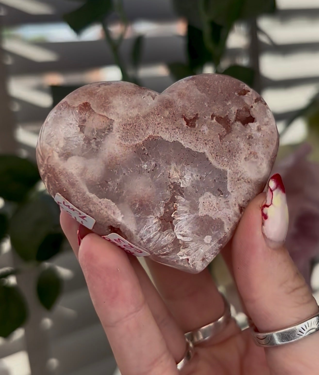 pink amethyst heart - comes with stand 7cm