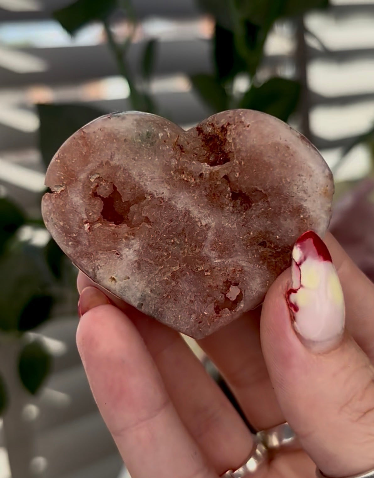 Mini pink amethyst heart - comes with stand