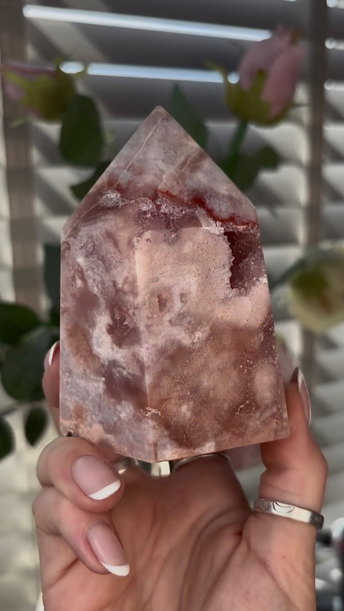 Beautiful, chunky Pink amethyst tower 9.5cm(h) by 8cm(w)