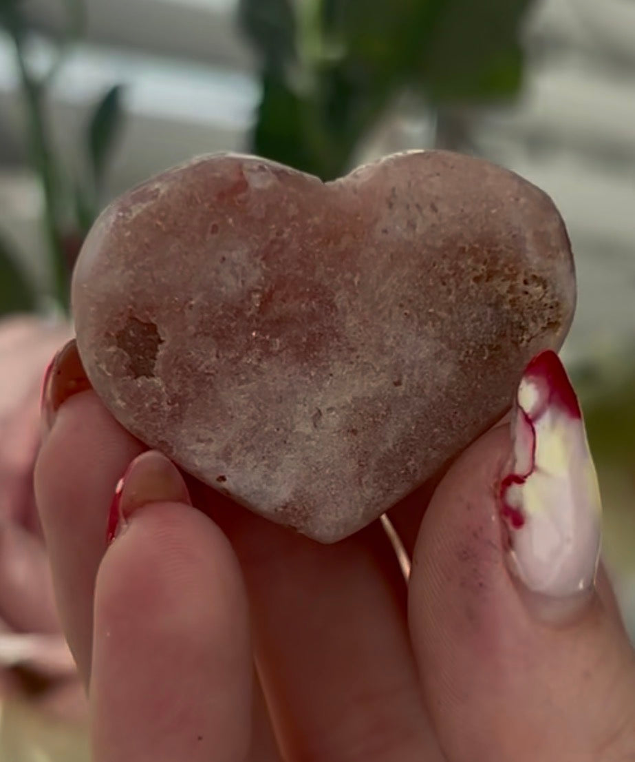 Mini pink amethyst heart - comes with stand