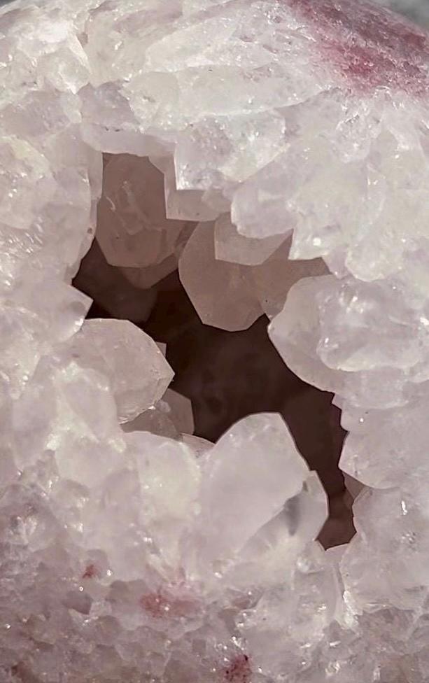 large, statement, pink amethyst sphere, with big, chunky, quartz teeth, cave 1.342kg