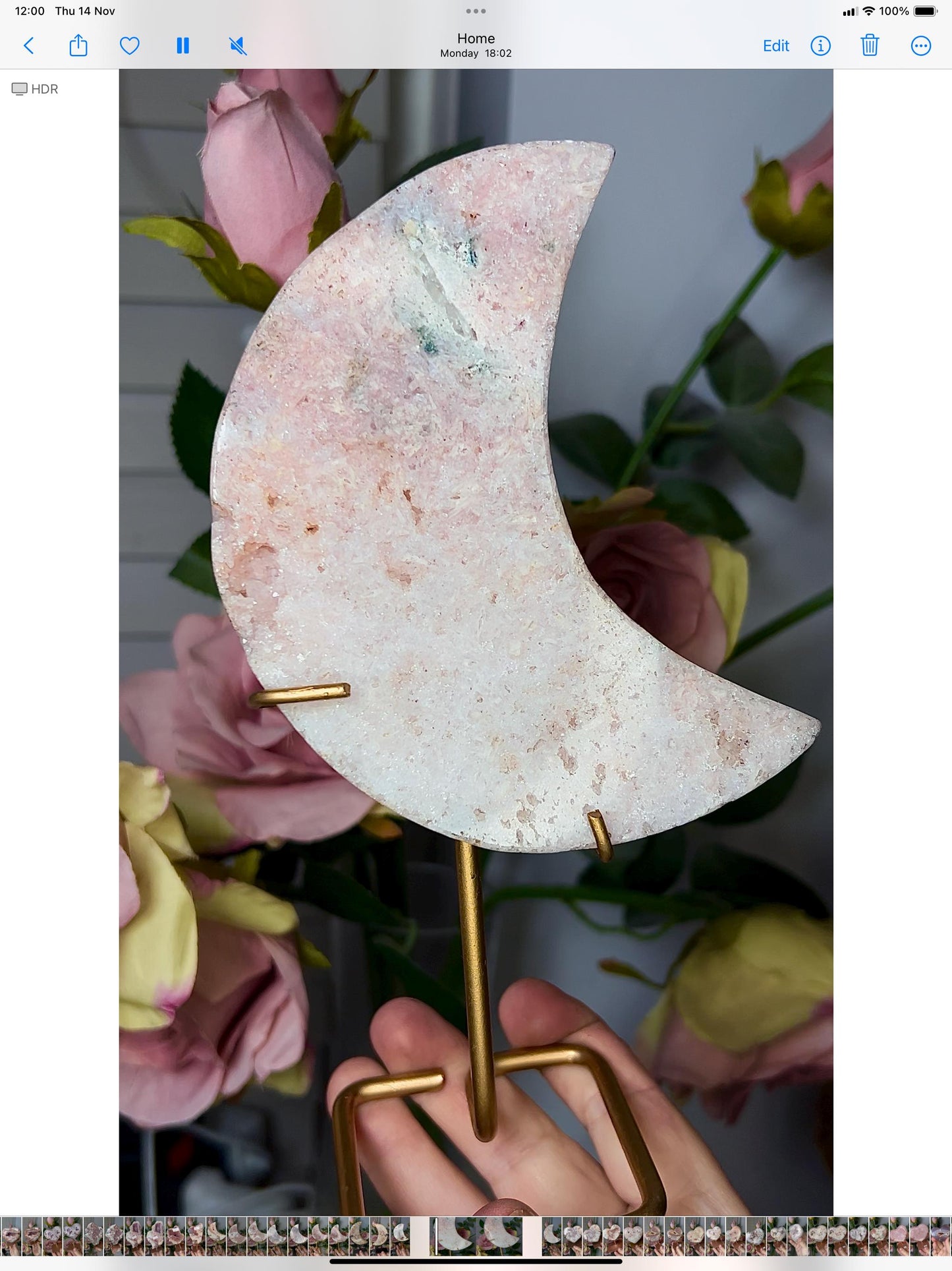 High grade, pink amethyst moon in beautiful pastel tones