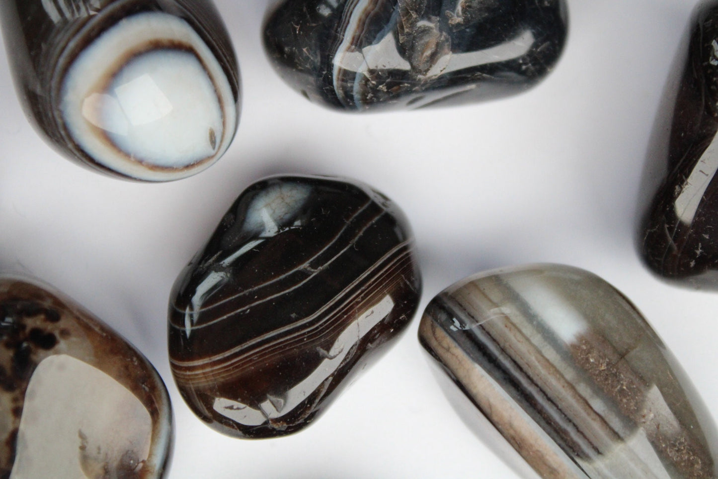 High quality Black banded agate tumble stone